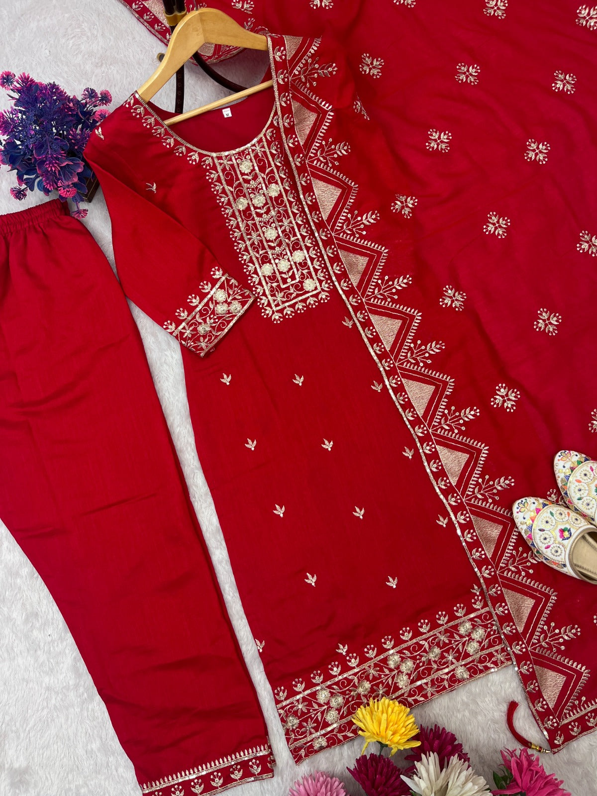 Raktima Vichitra Silk Heavy Embroidered Suit Set