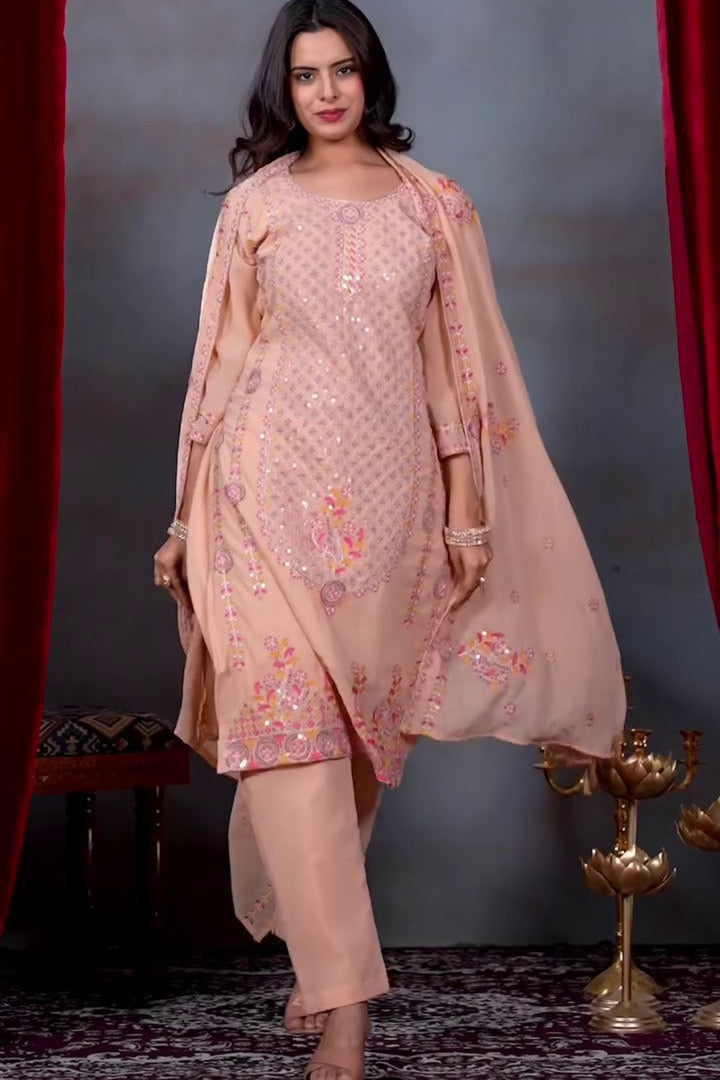 Peachvaani Heavy Embroidered Georgette Suit Set
