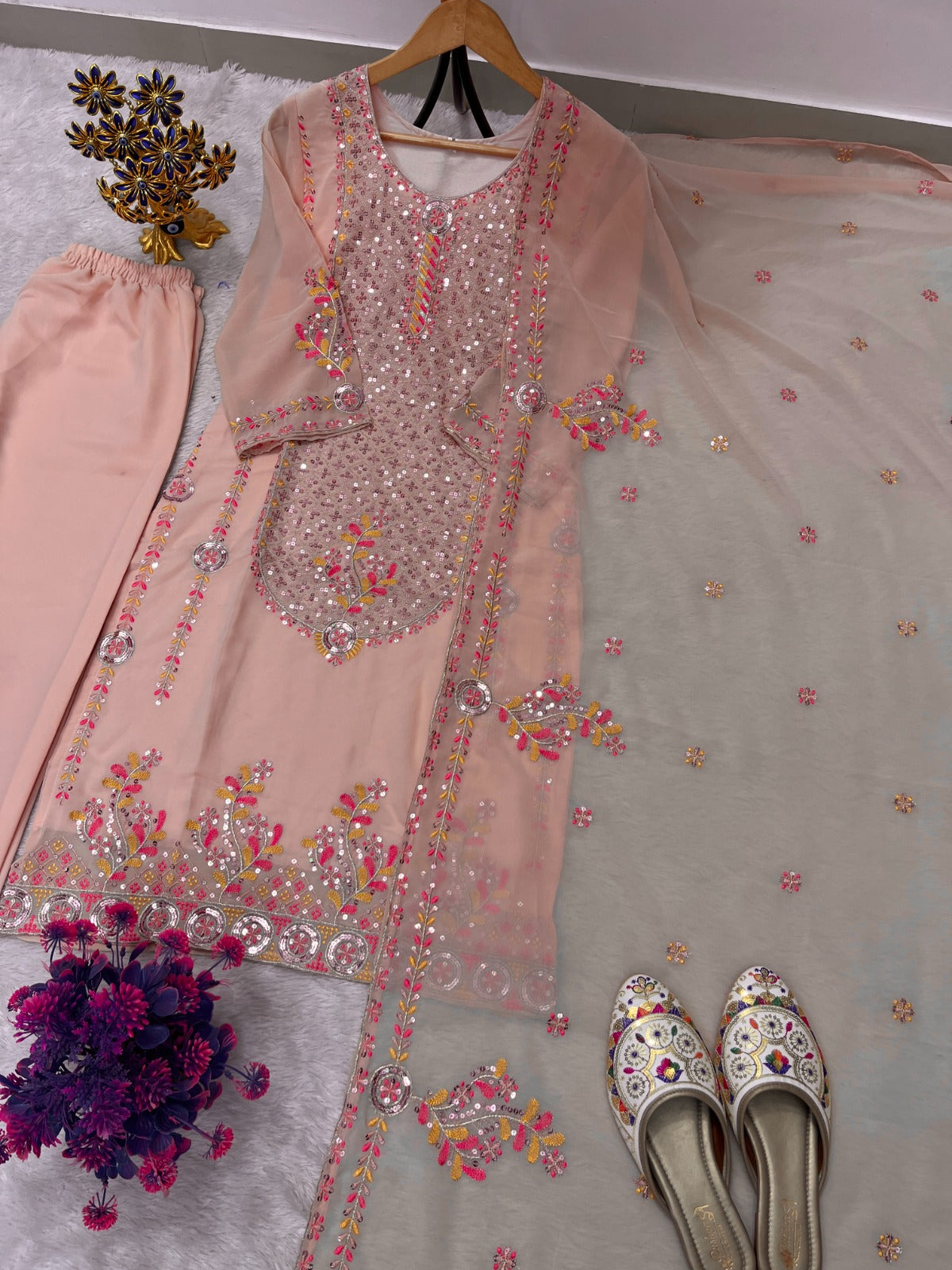 Peachvaani Heavy Embroidered Georgette Suit Set