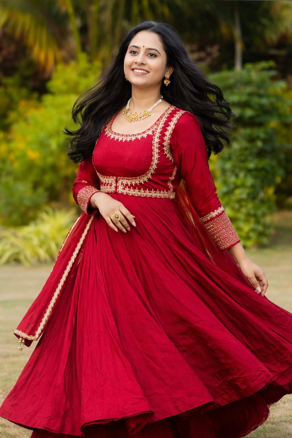 Raktanshi Roman Cotton Anarkali Palazzo Set with Koti