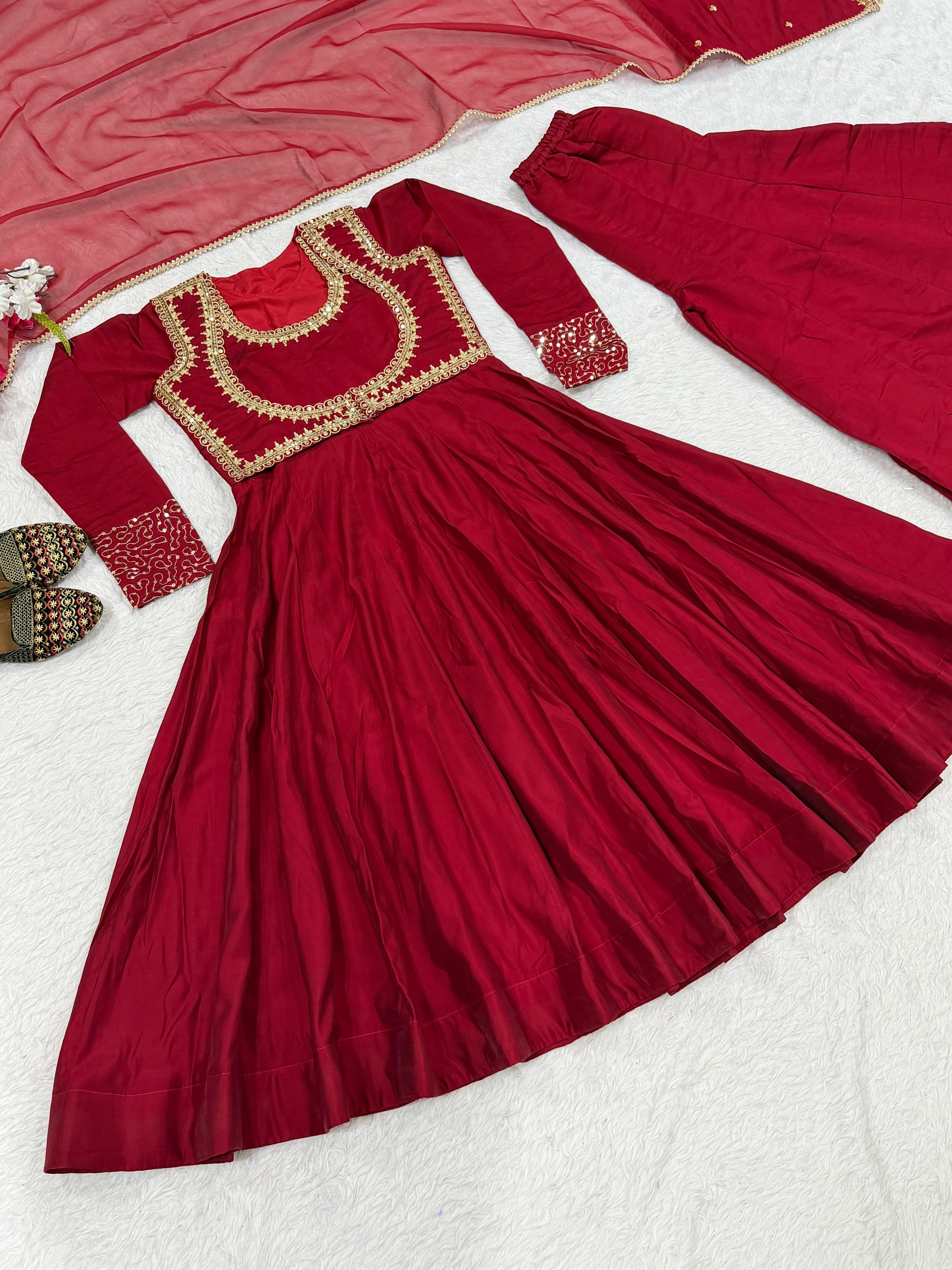Raktanshi Roman Cotton Anarkali Palazzo Set with Koti
