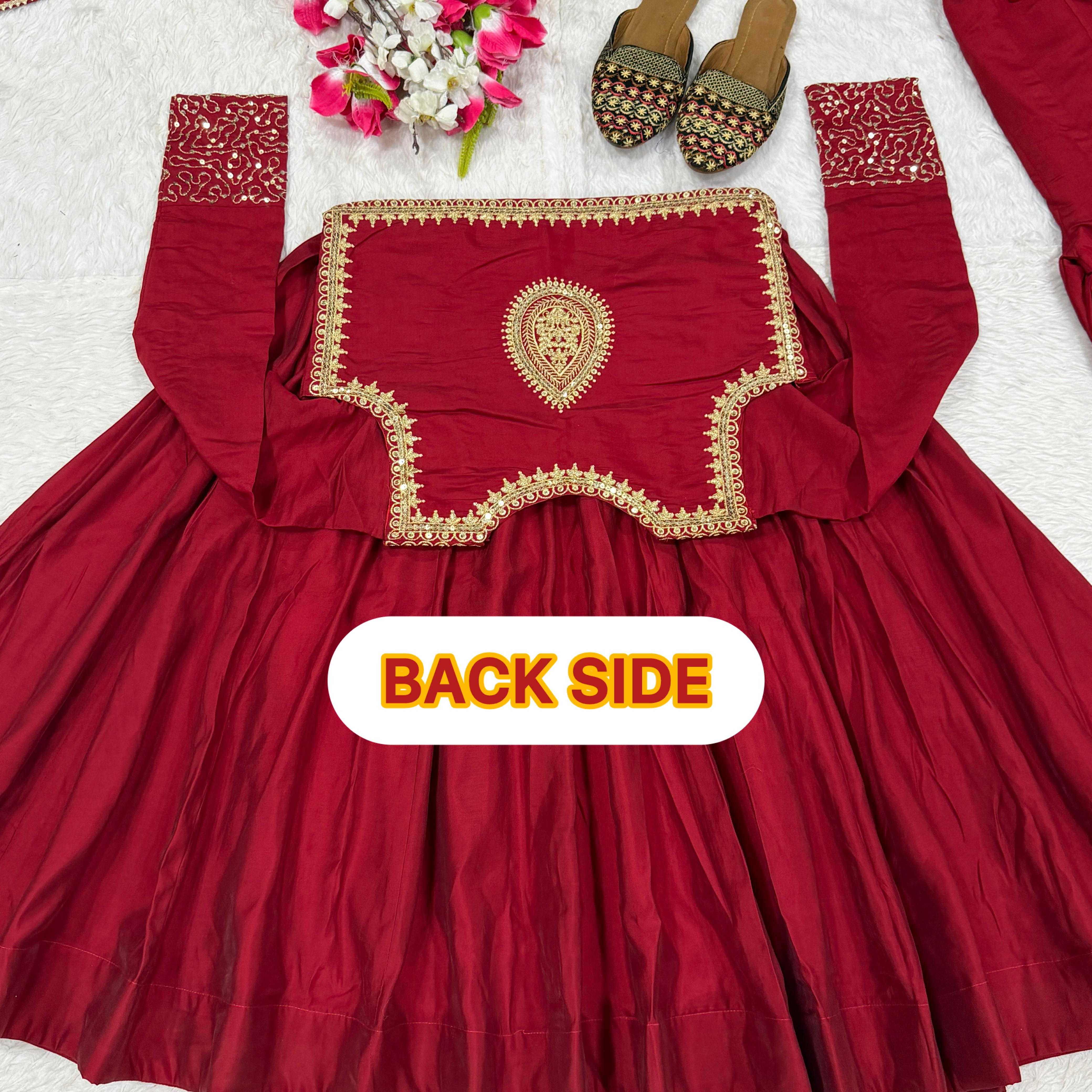 Raktanshi Roman Cotton Anarkali Palazzo Set with Koti