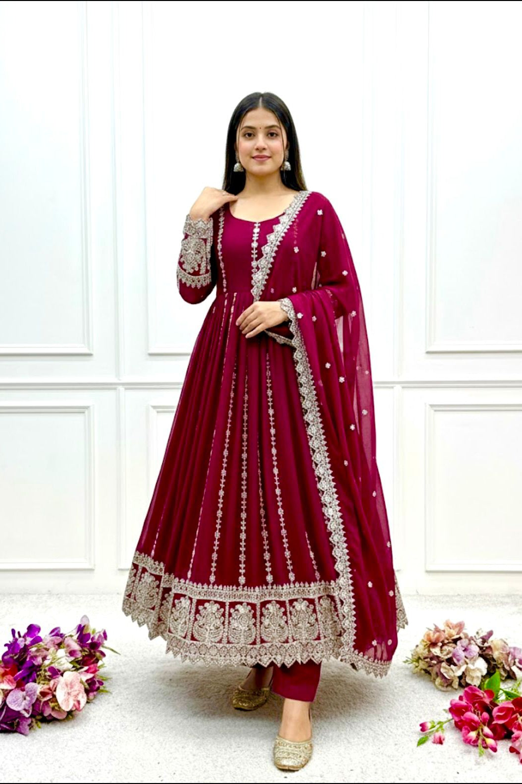 Mehrakshi Blooming Georgette Embroidered Gown Set