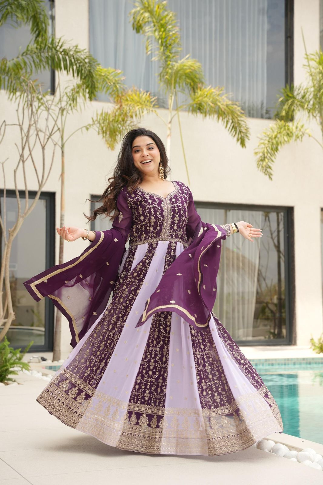 Surmayi Zari Sequins Embroidered Gown Set