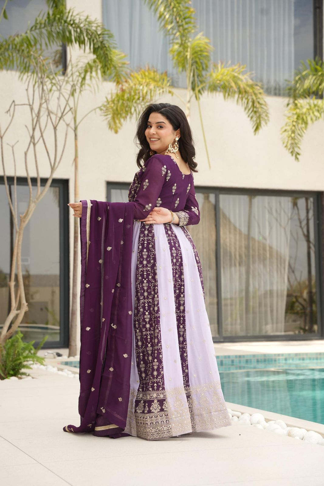 Surmayi Zari Sequins Embroidered Gown Set