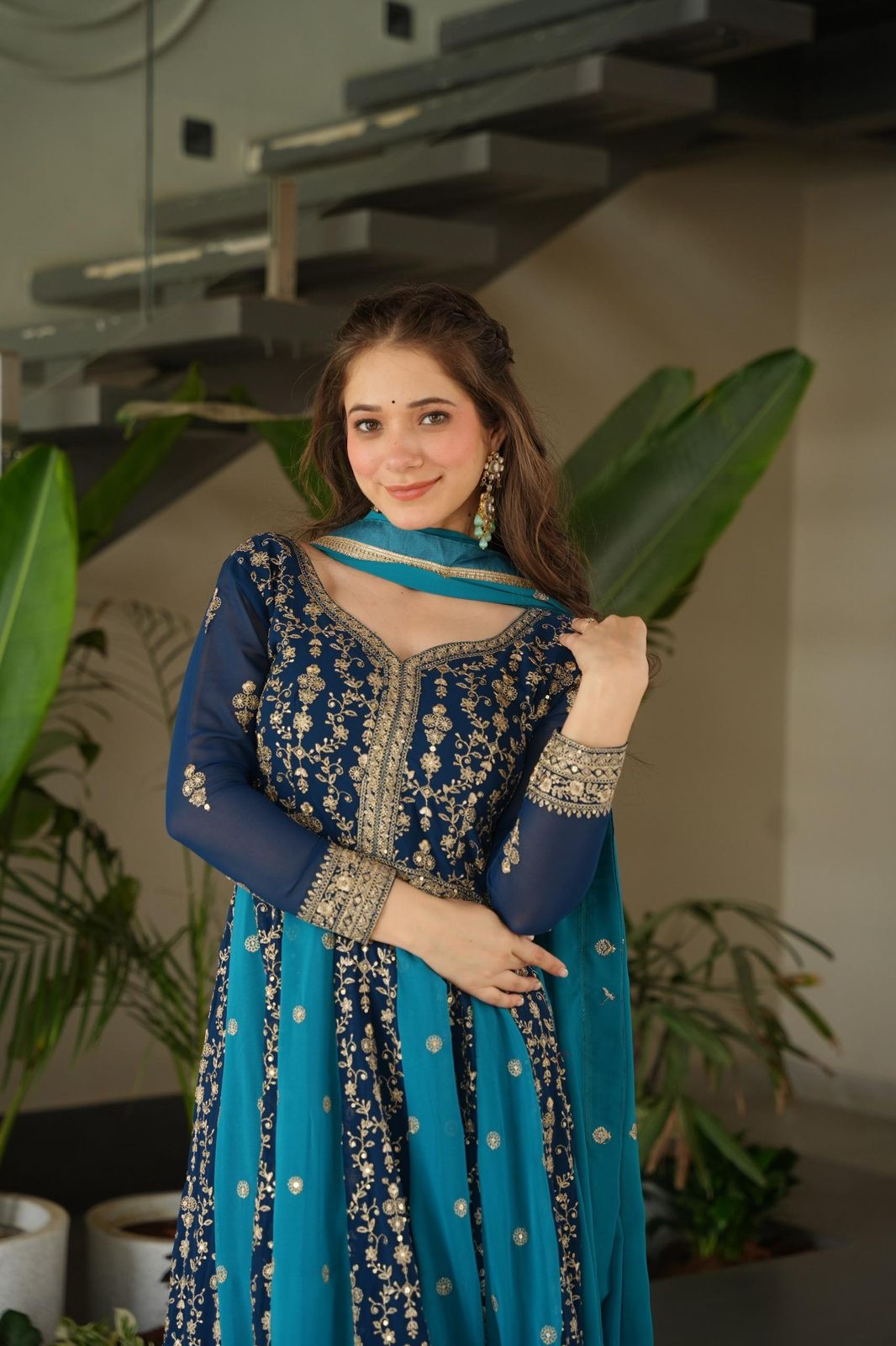 Surmayi Zari Sequins Embroidered Gown Set