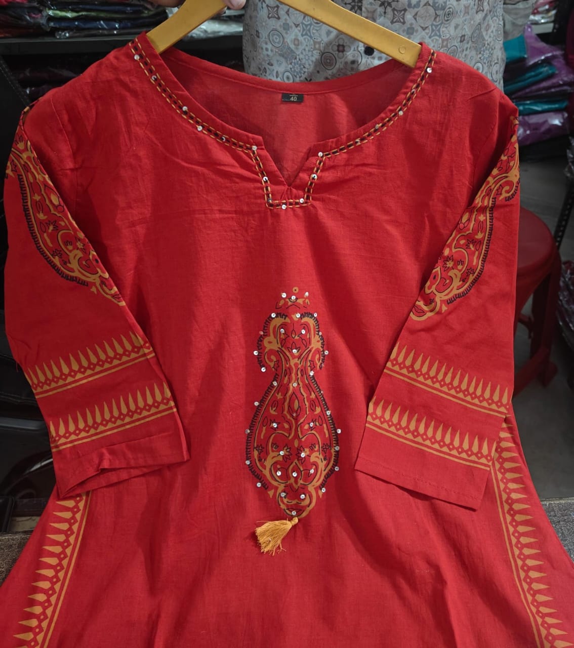 Heavy Cotton A-Line Kurti Pant Dupatta Set
