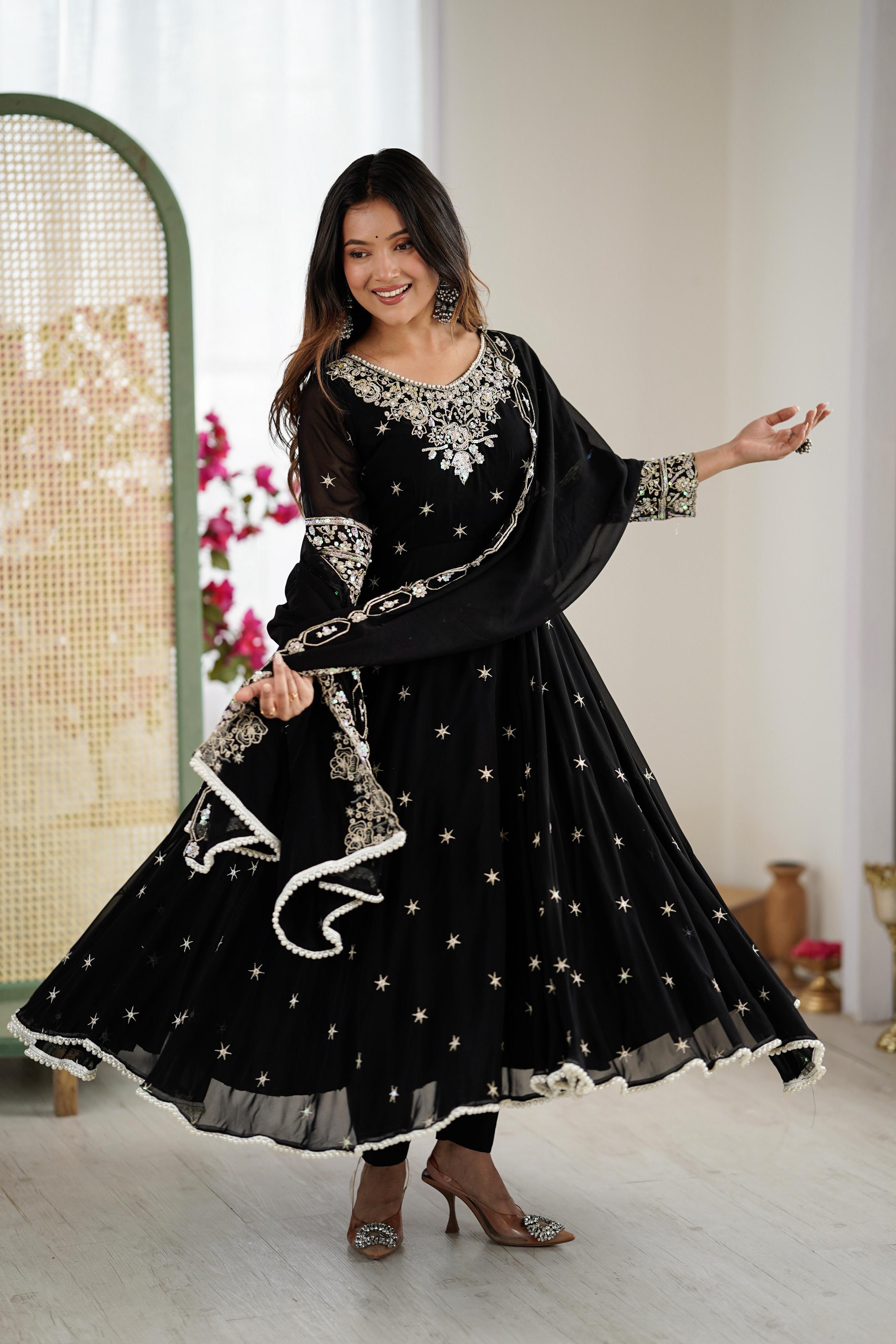 Shyamrang Rainbow Sequence Embroidered Anarkali Set