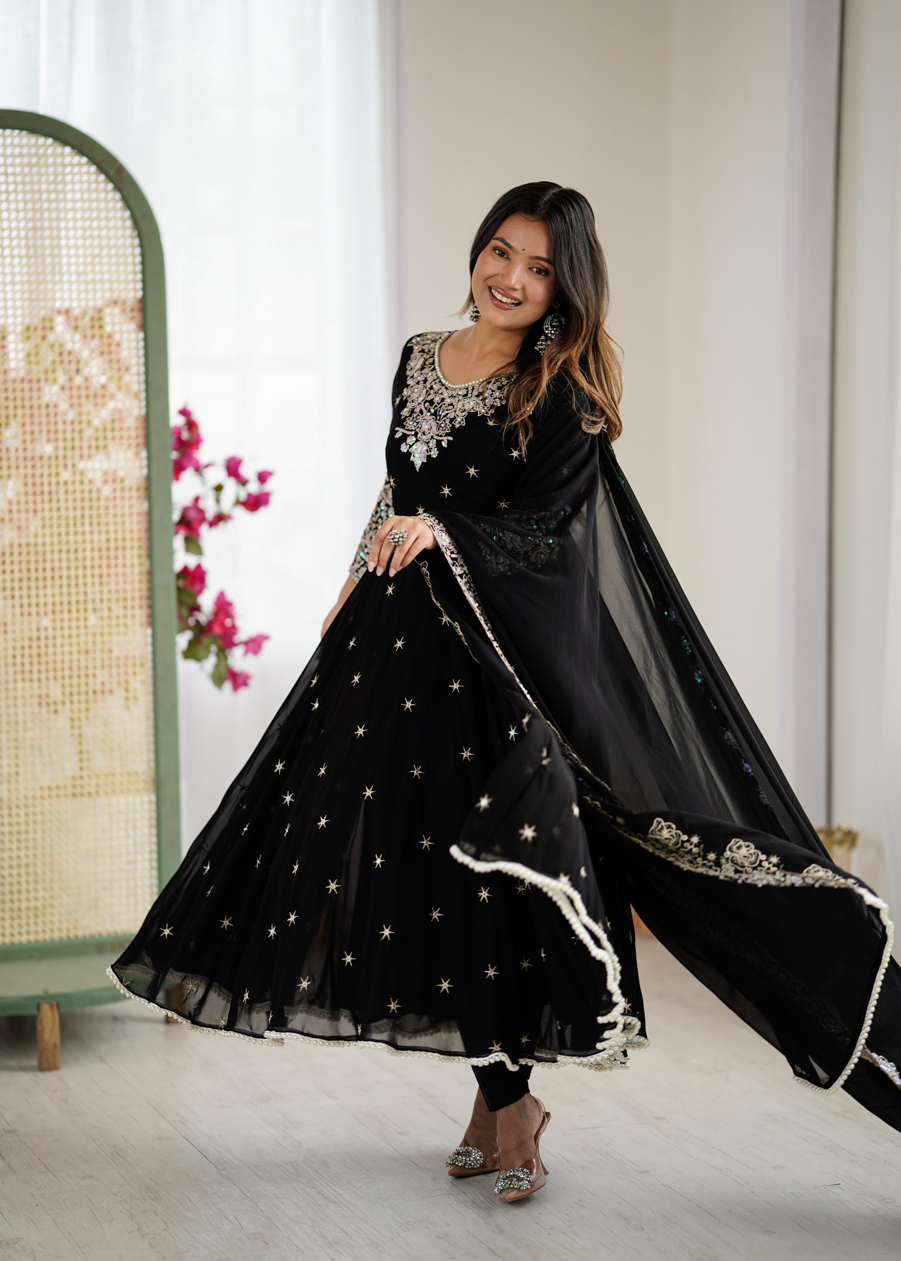 Shyamrang Rainbow Sequence Embroidered Anarkali Set