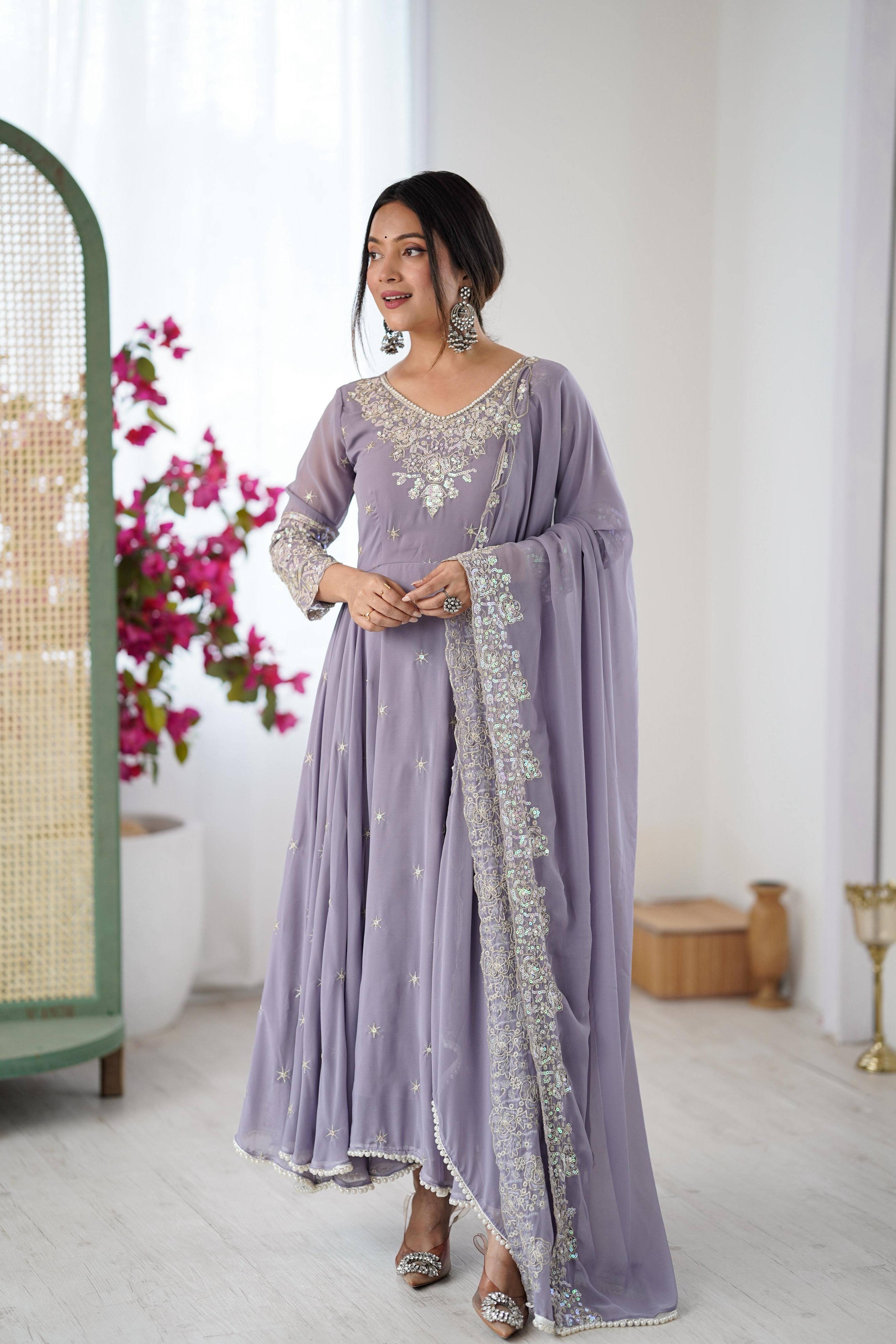 Shyamrang Rainbow Sequence Embroidered Anarkali Set