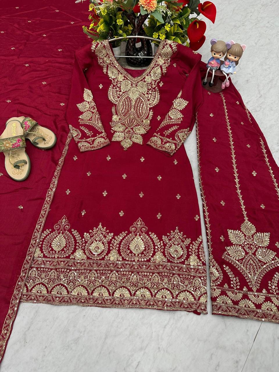 Raktima Chinon Threadwork Embroidered Palazzo Set