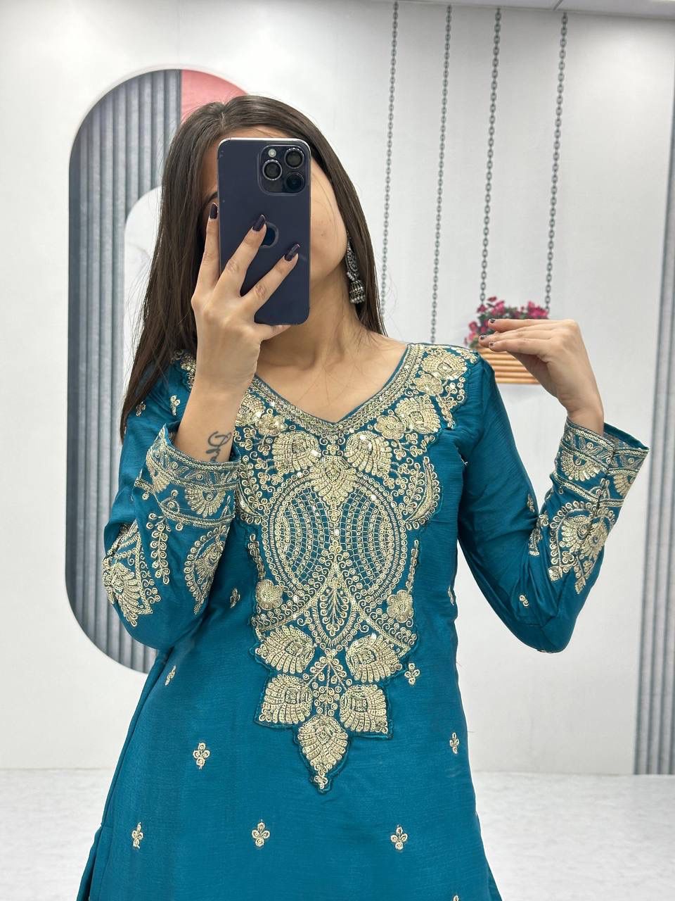 Raktima Chinon Threadwork Embroidered Palazzo Set