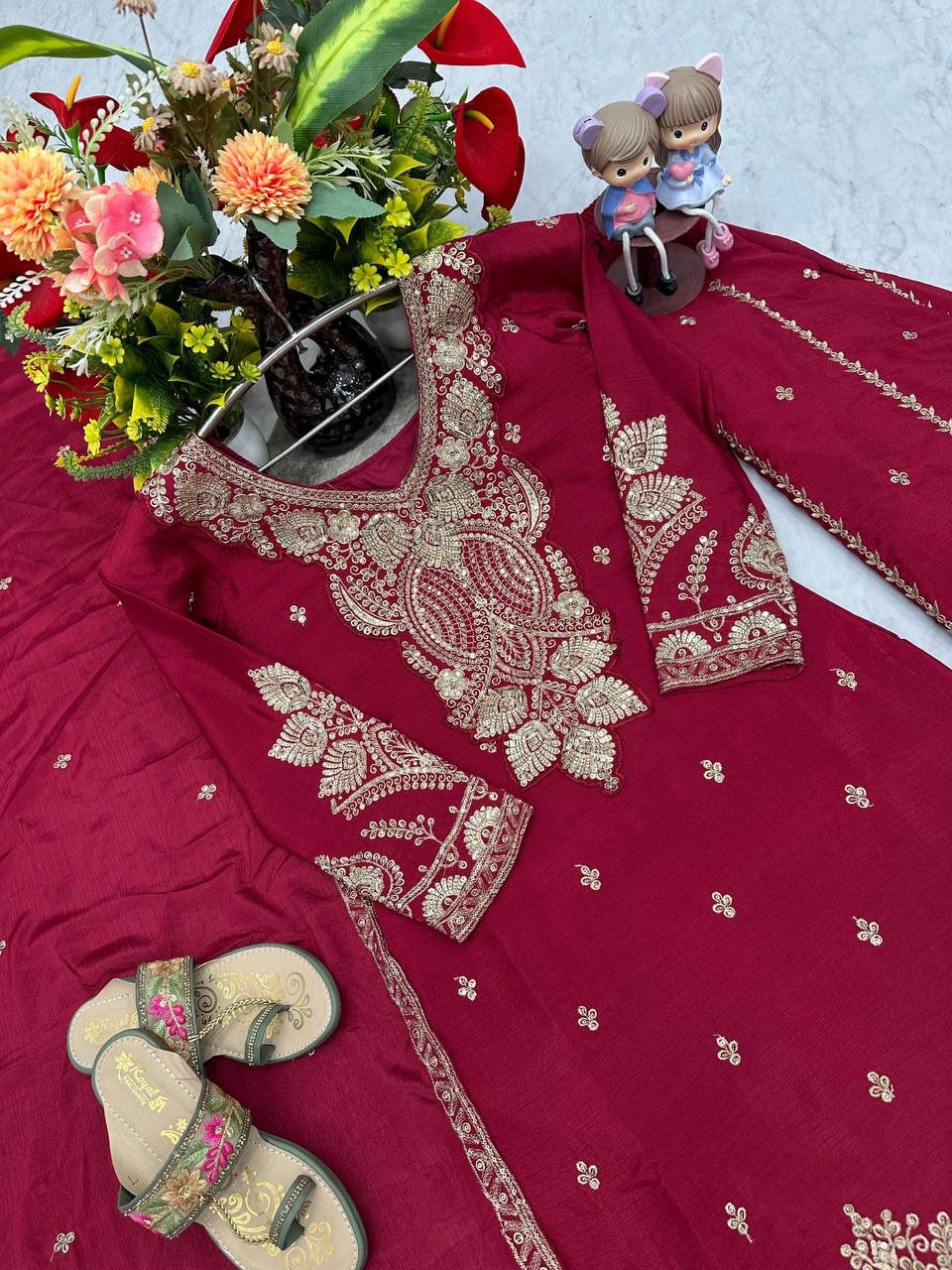 Raktima Chinon Threadwork Embroidered Palazzo Set