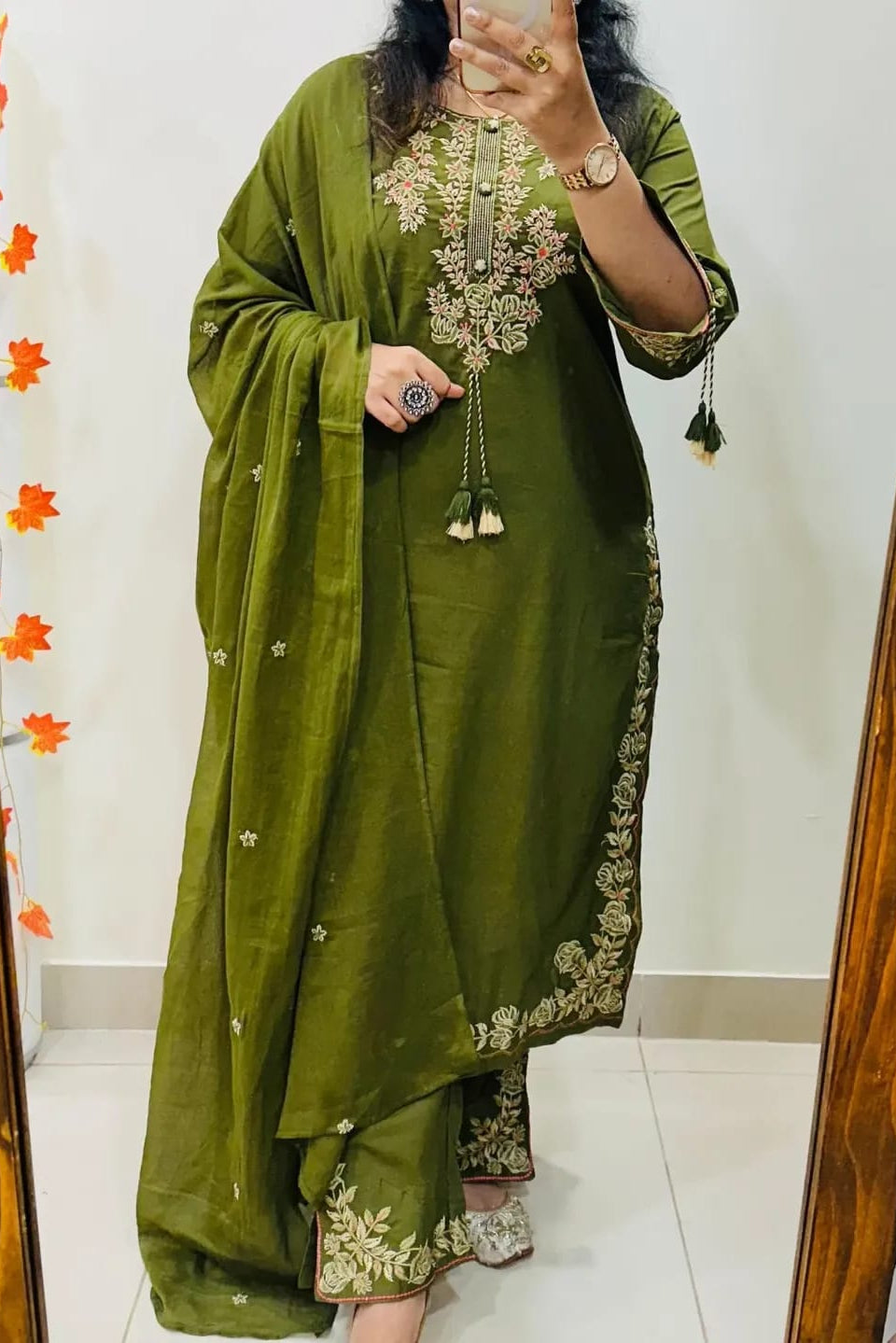 Kesariya Noor Embroidered Anarkali Palazzo Set