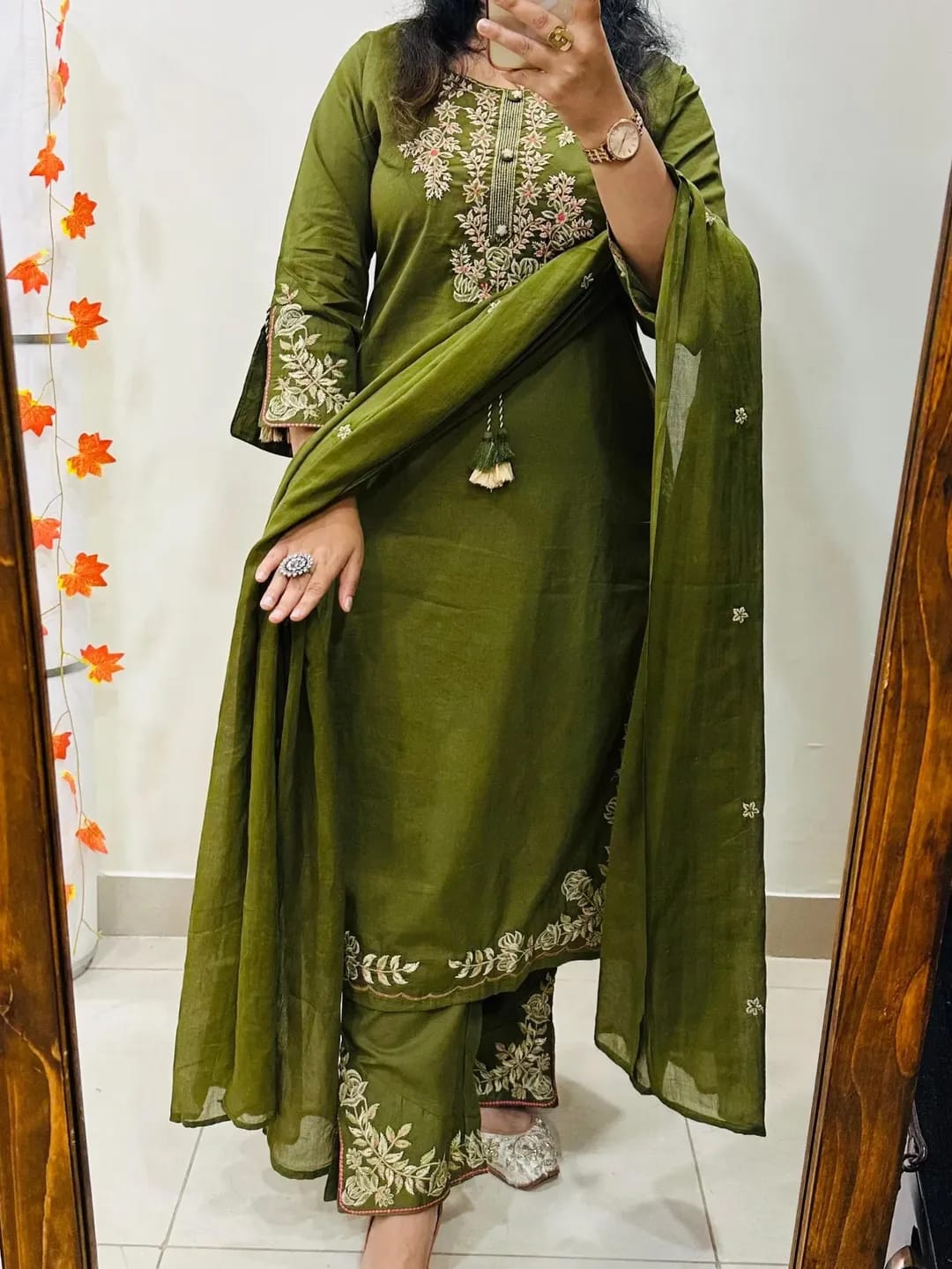 Kesariya Noor Embroidered Anarkali Palazzo Set
