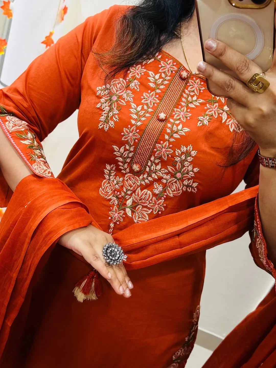 Kesariya Noor Embroidered Anarkali Palazzo Set