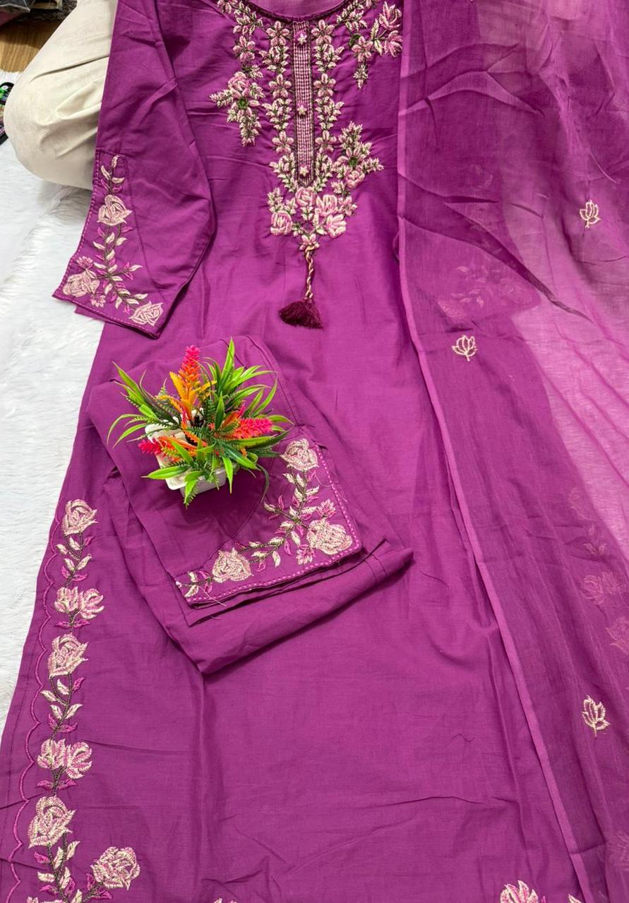 Kesariya Noor Embroidered Anarkali Palazzo Set