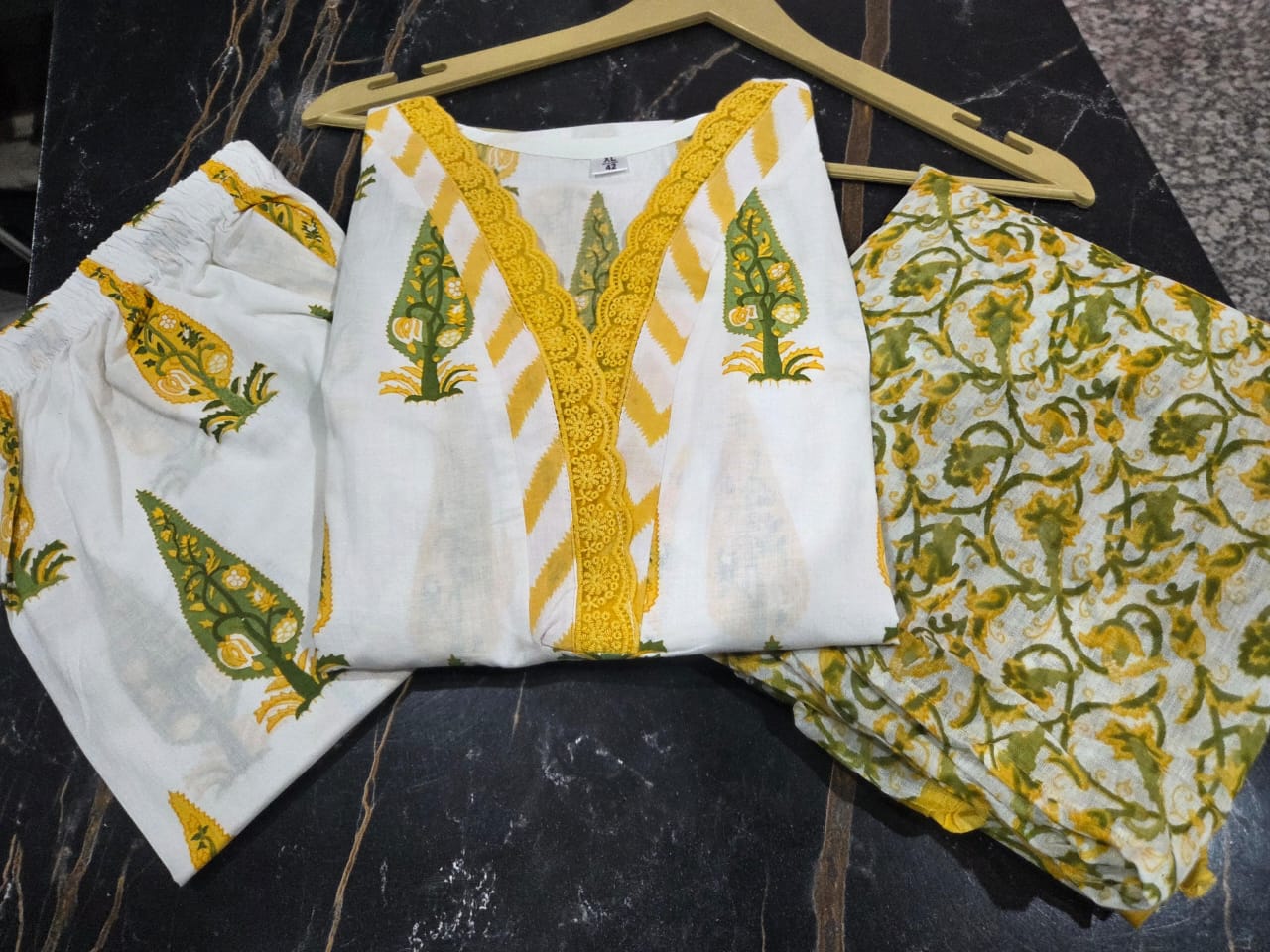 Peetvastra Mughal Print Cotton Suit Set