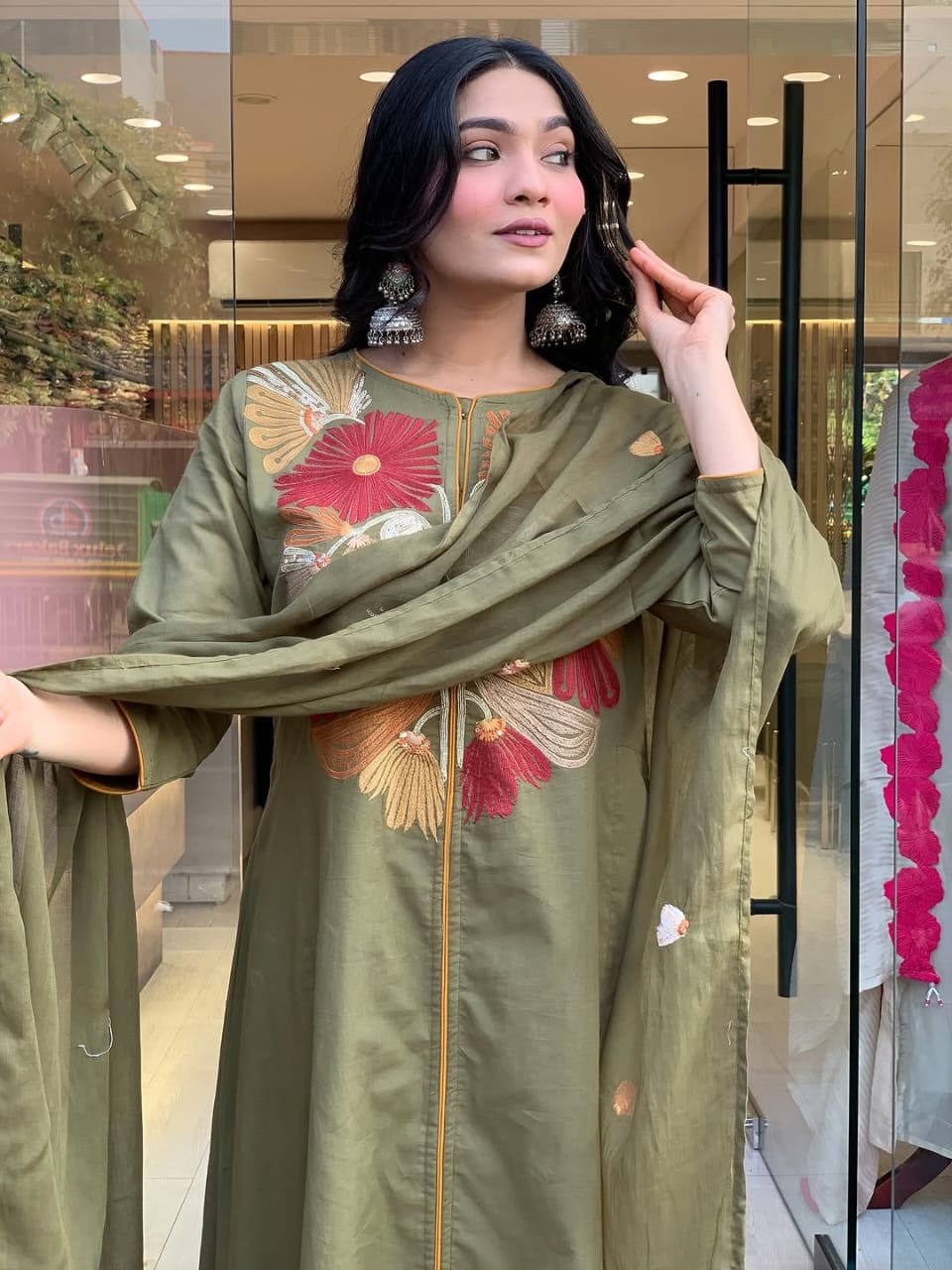 Mehervana Premium Embroidered Cotton Kurti Set