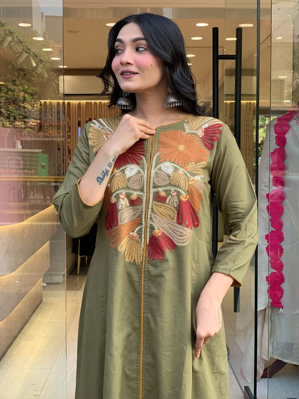Mehervana Premium Embroidered Cotton Kurti Set