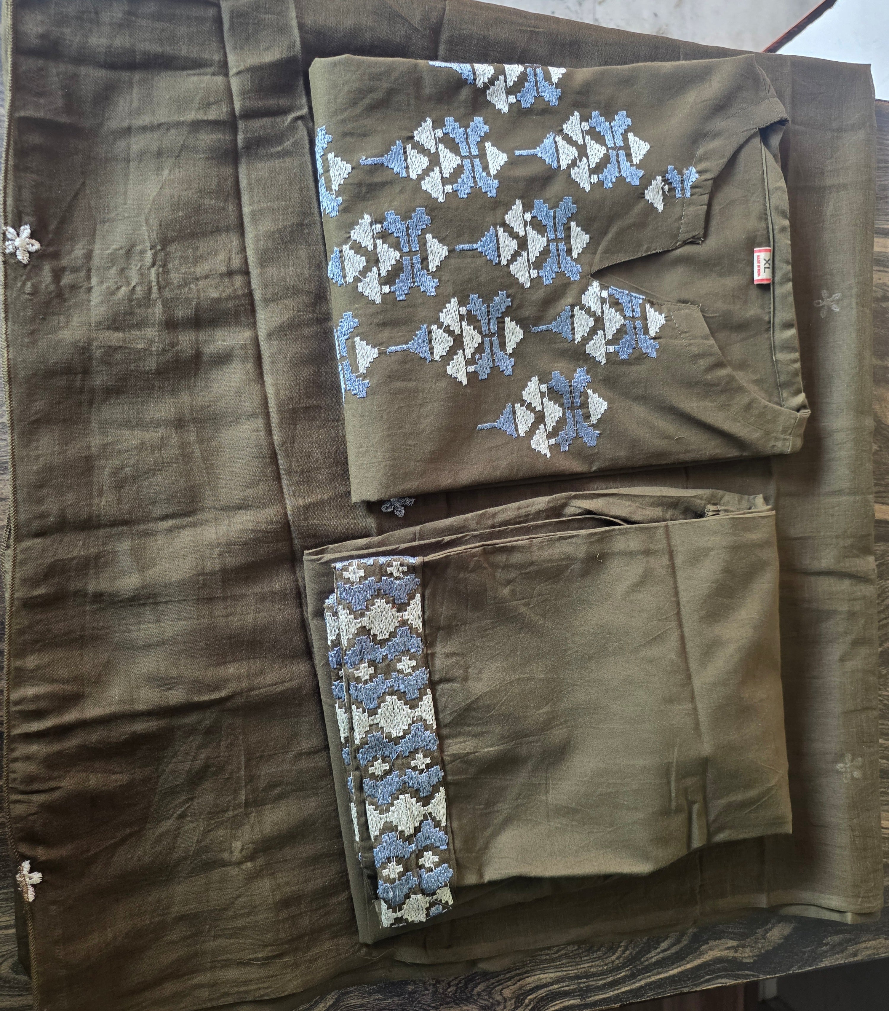Mehervatika Cotton Embroidered A-Line Suit Set