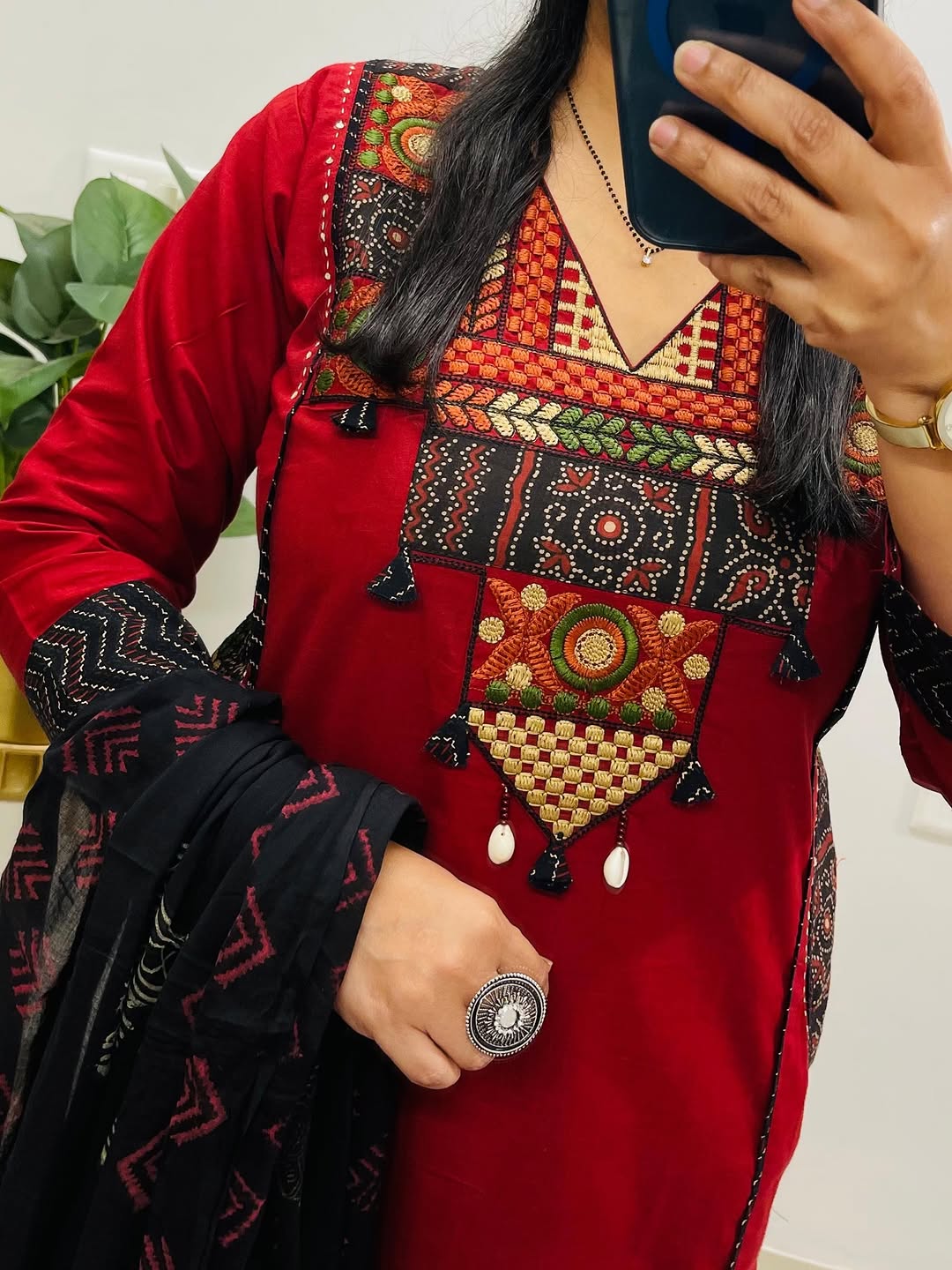 Raktima Dual Pocket Embroidered Cotton Suit Set