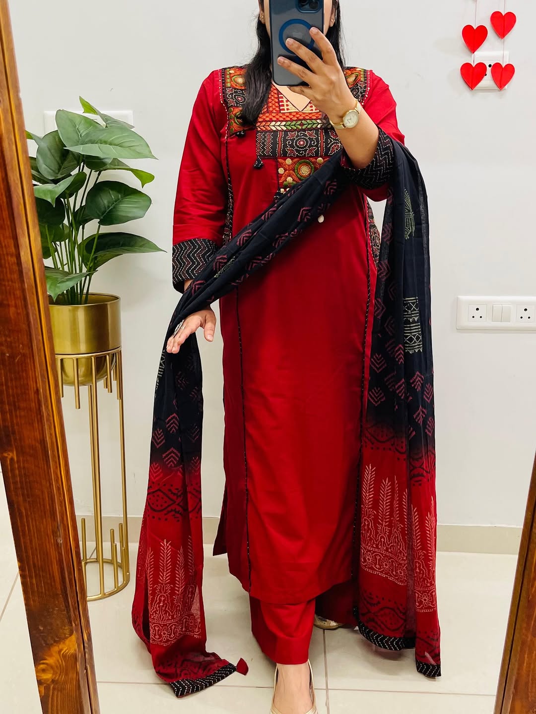 Raktima Dual Pocket Embroidered Cotton Suit Set