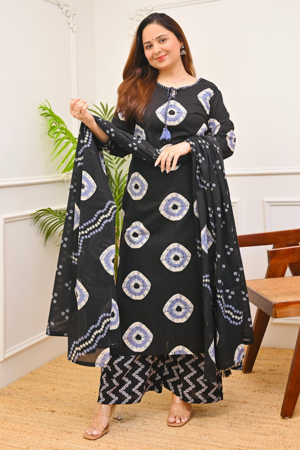 Prosin Print Cotton Straight Suit Set