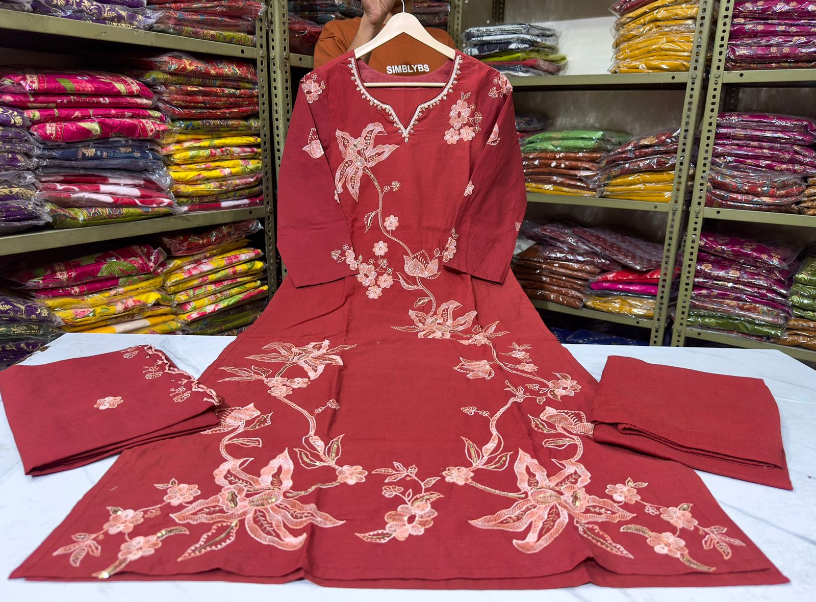Mridvanshi Handwork Embroidered Cotton Kurta Set