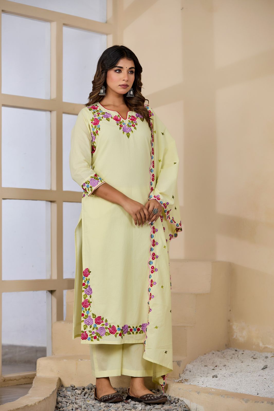 Mrinalini Handwork Embroidered Cotton Kurta Set