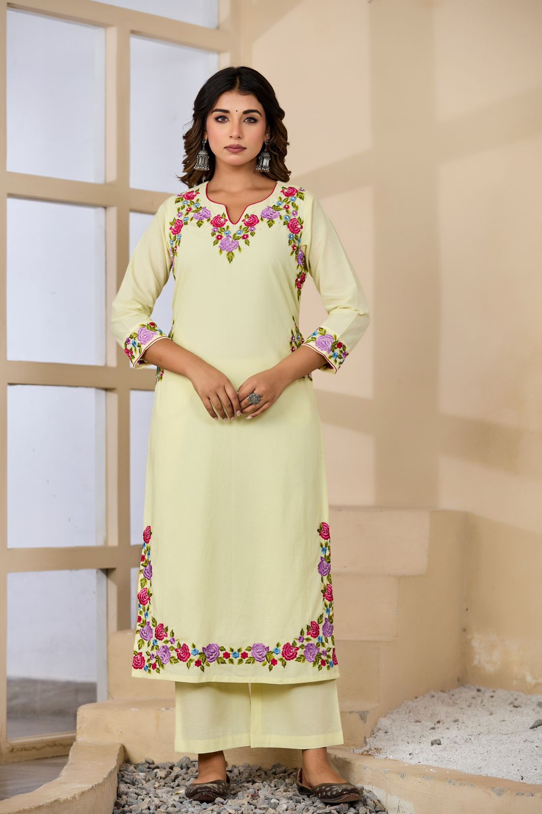 Mrinalini Handwork Embroidered Cotton Kurta Set