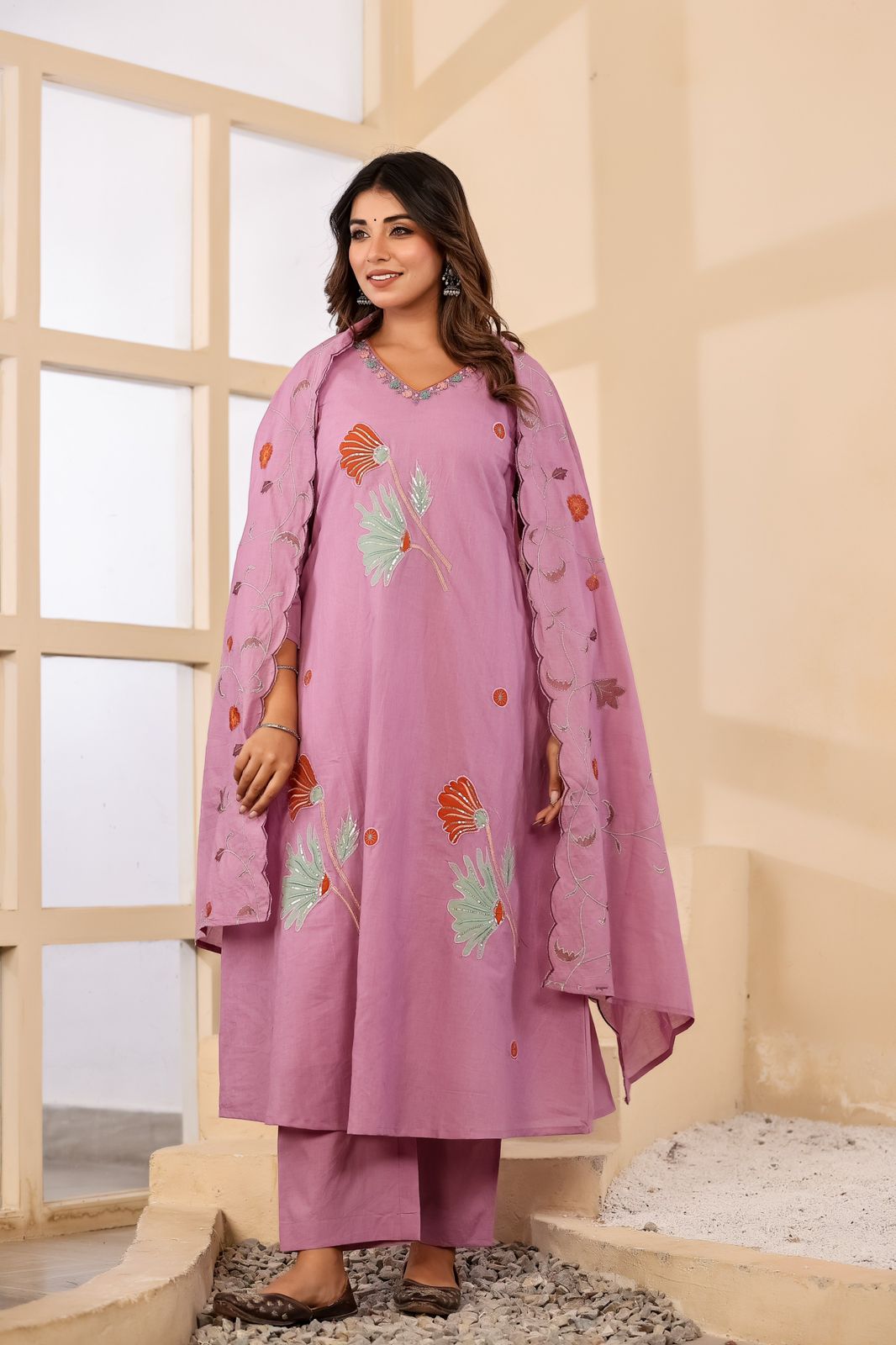 Lavanyara Handwork Embroidered Cotton Kurta Set
