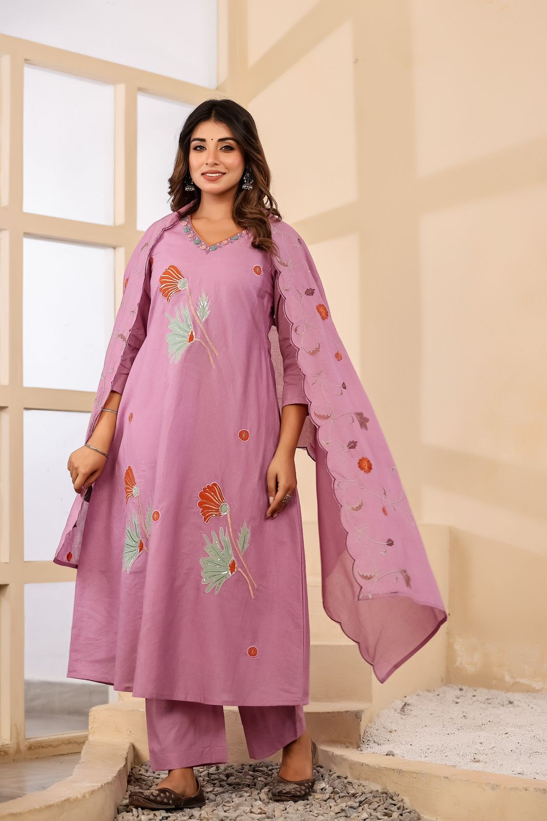Lavanyara Handwork Embroidered Cotton Kurta Set