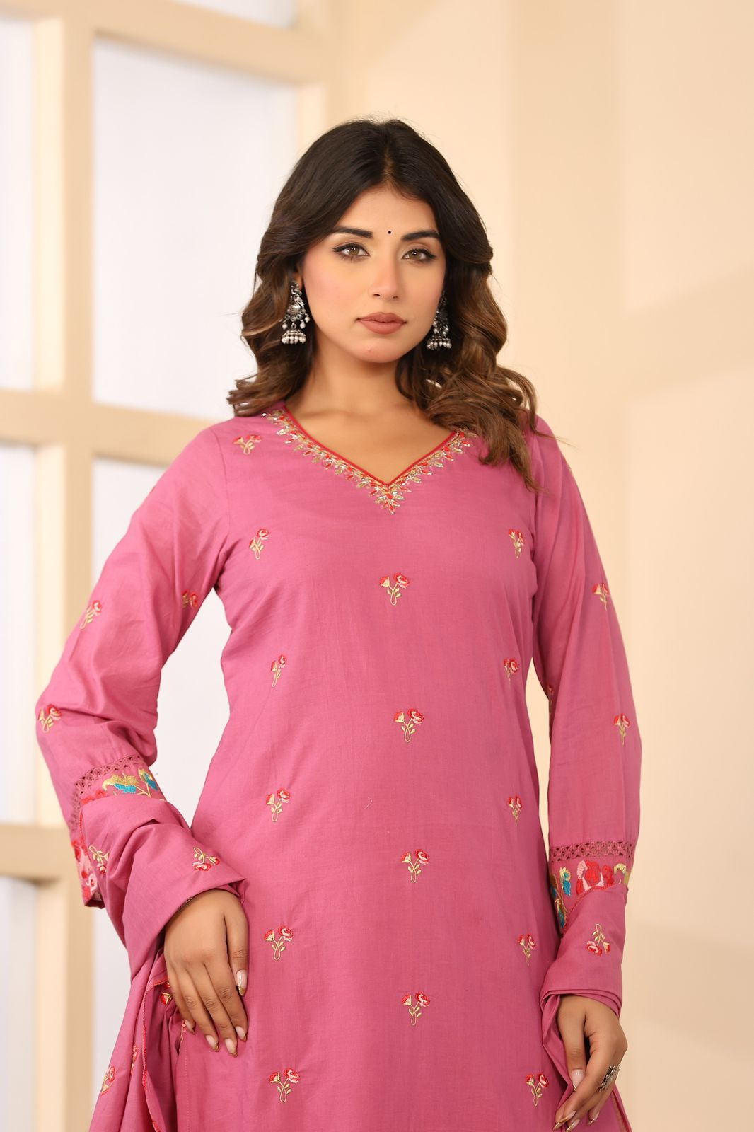 Kesarnika Handwork Embroidered Cotton Palazzo Set