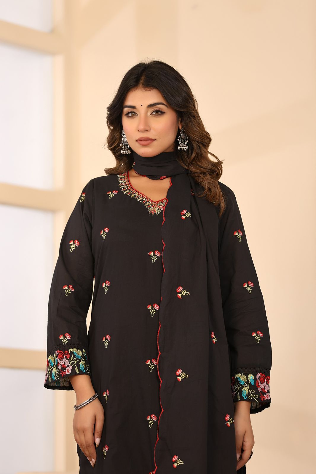 Kesarnika Handwork Embroidered Cotton Palazzo Set