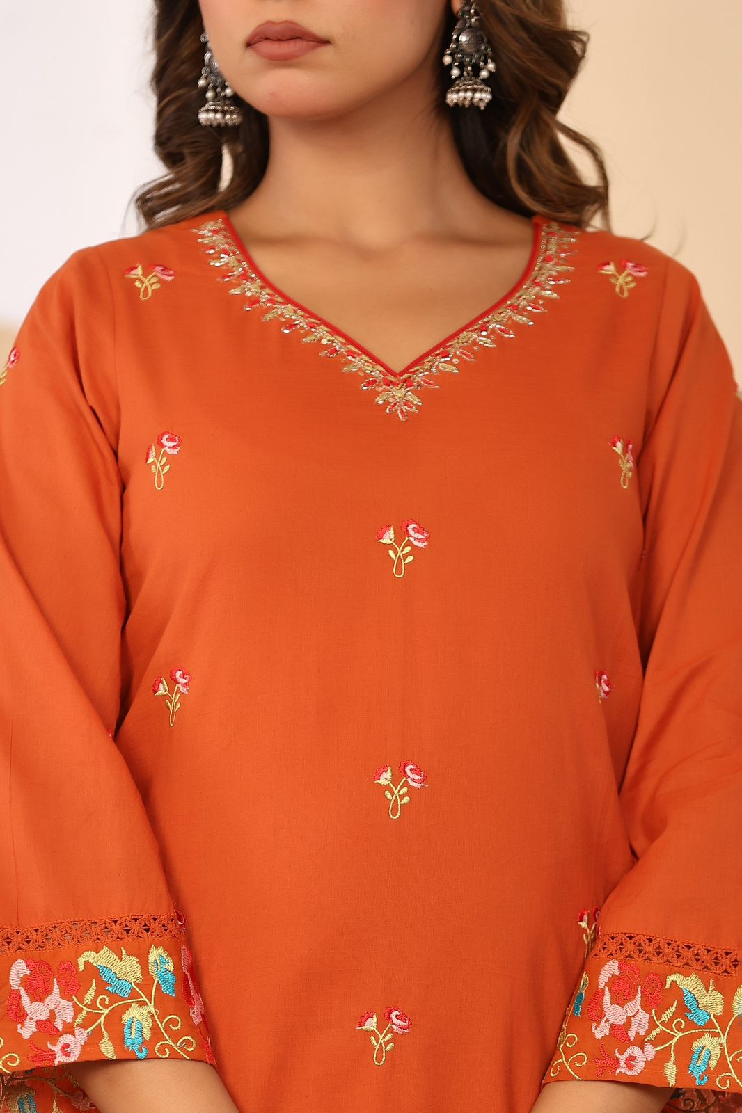 Kesarnika Handwork Embroidered Cotton Palazzo Set
