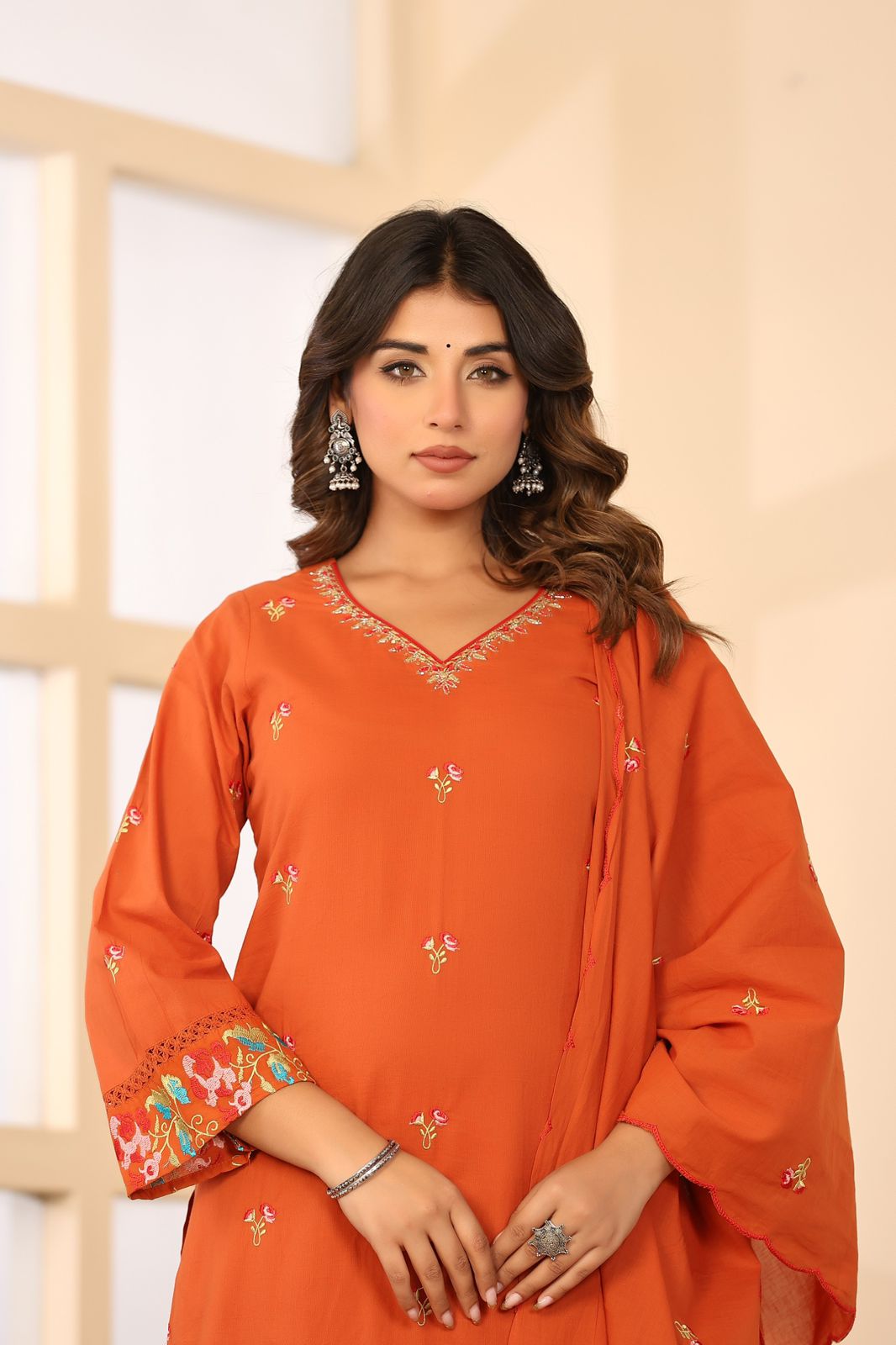 Kesarnika Handwork Embroidered Cotton Palazzo Set