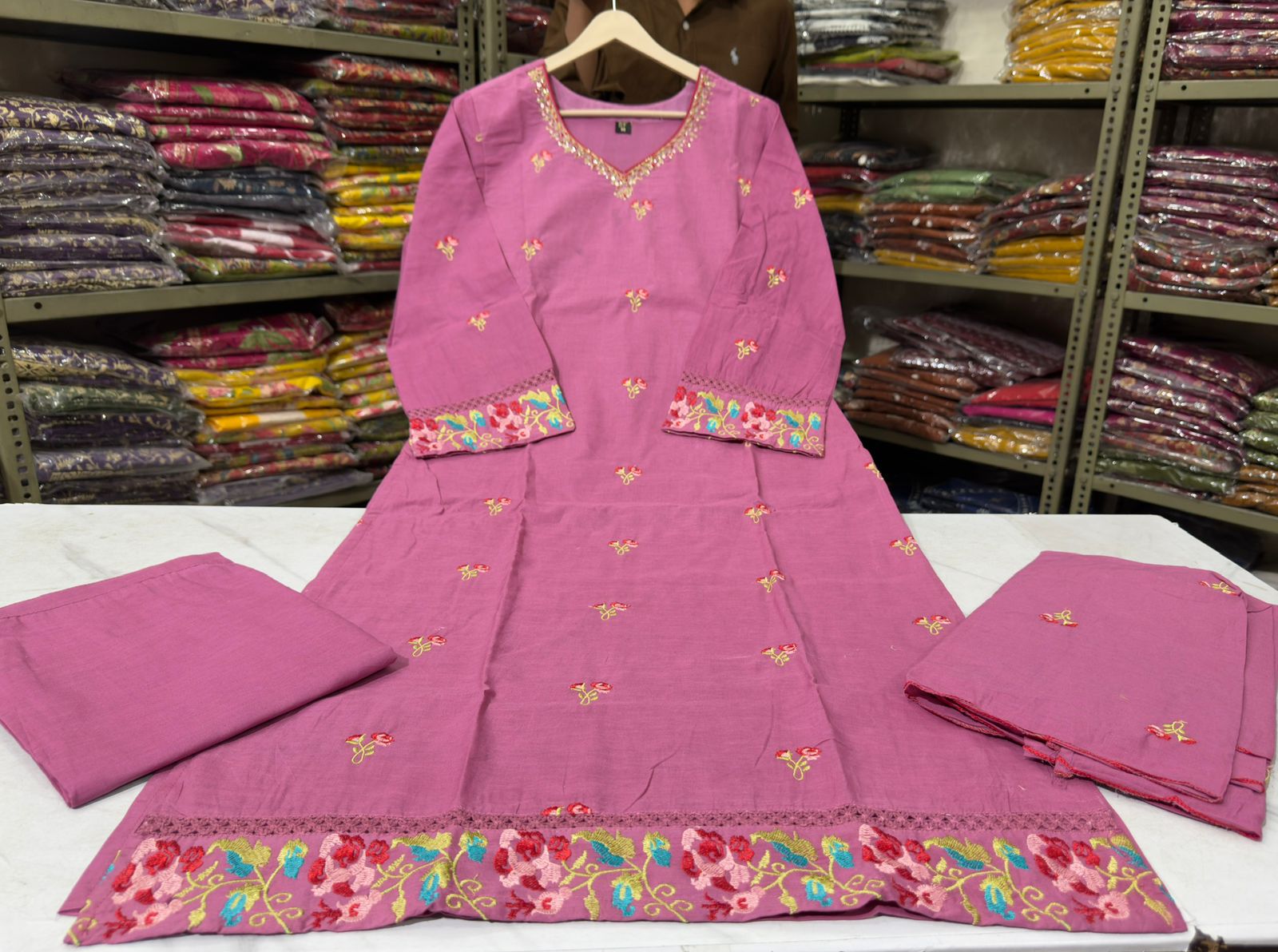 Kesarnika Handwork Embroidered Cotton Palazzo Set