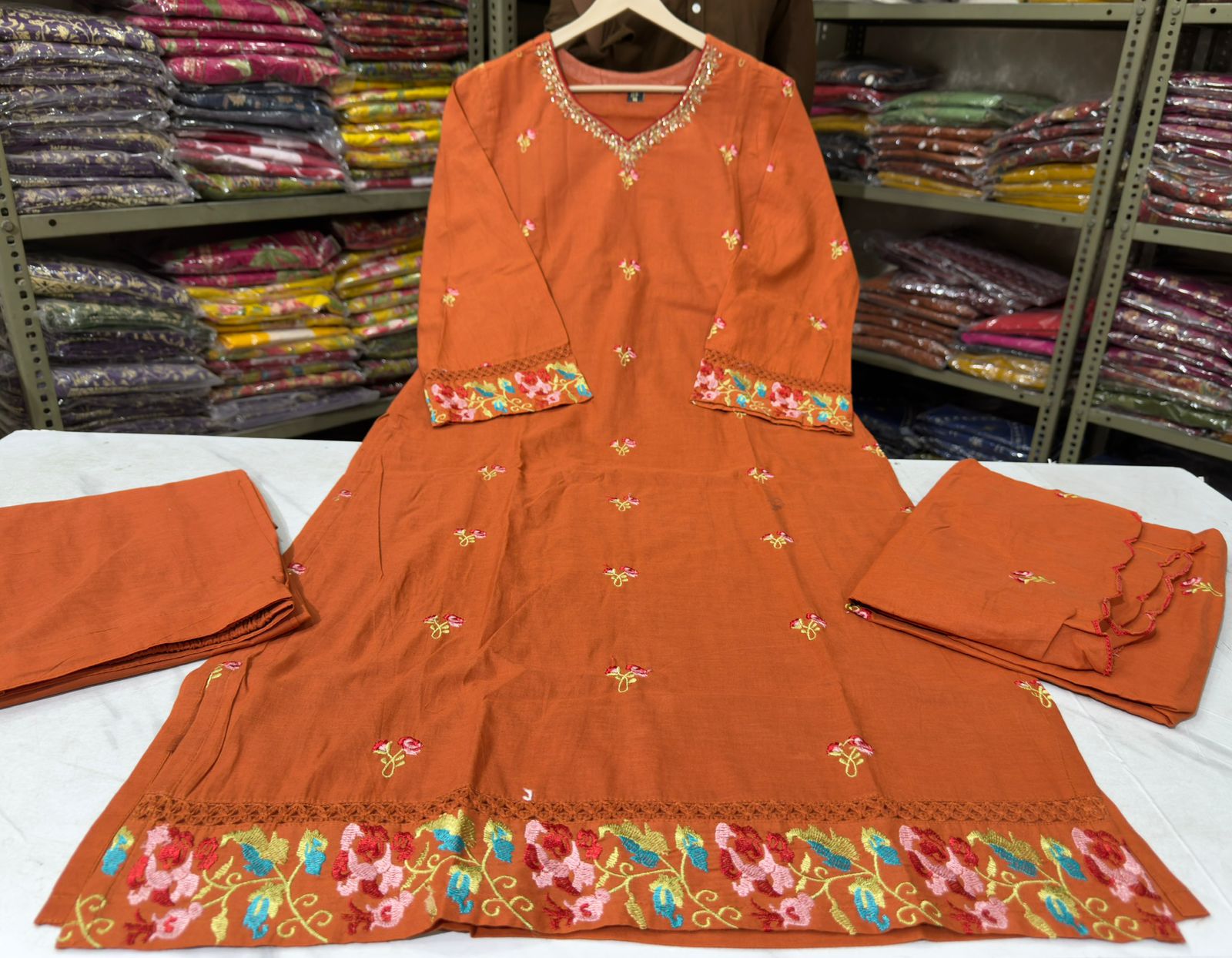 Kesarnika Handwork Embroidered Cotton Palazzo Set