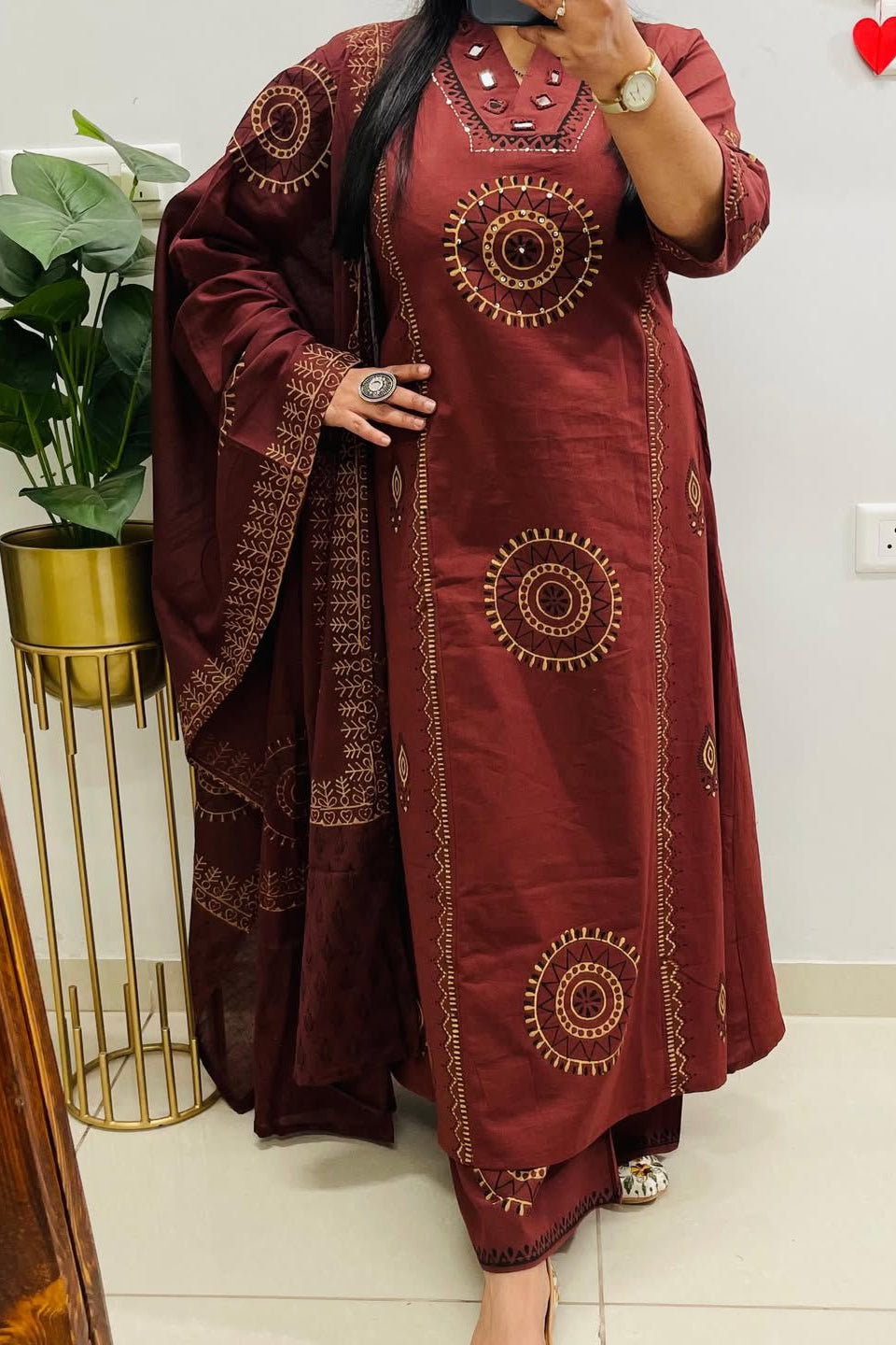 Mridhara Mirror Handwork Cotton Suit Set