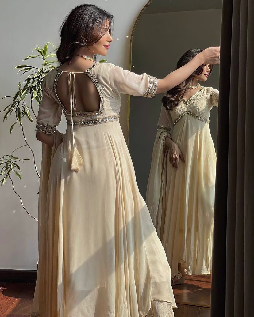 Noorika Mirror Chikankari Anarkali Gown Set