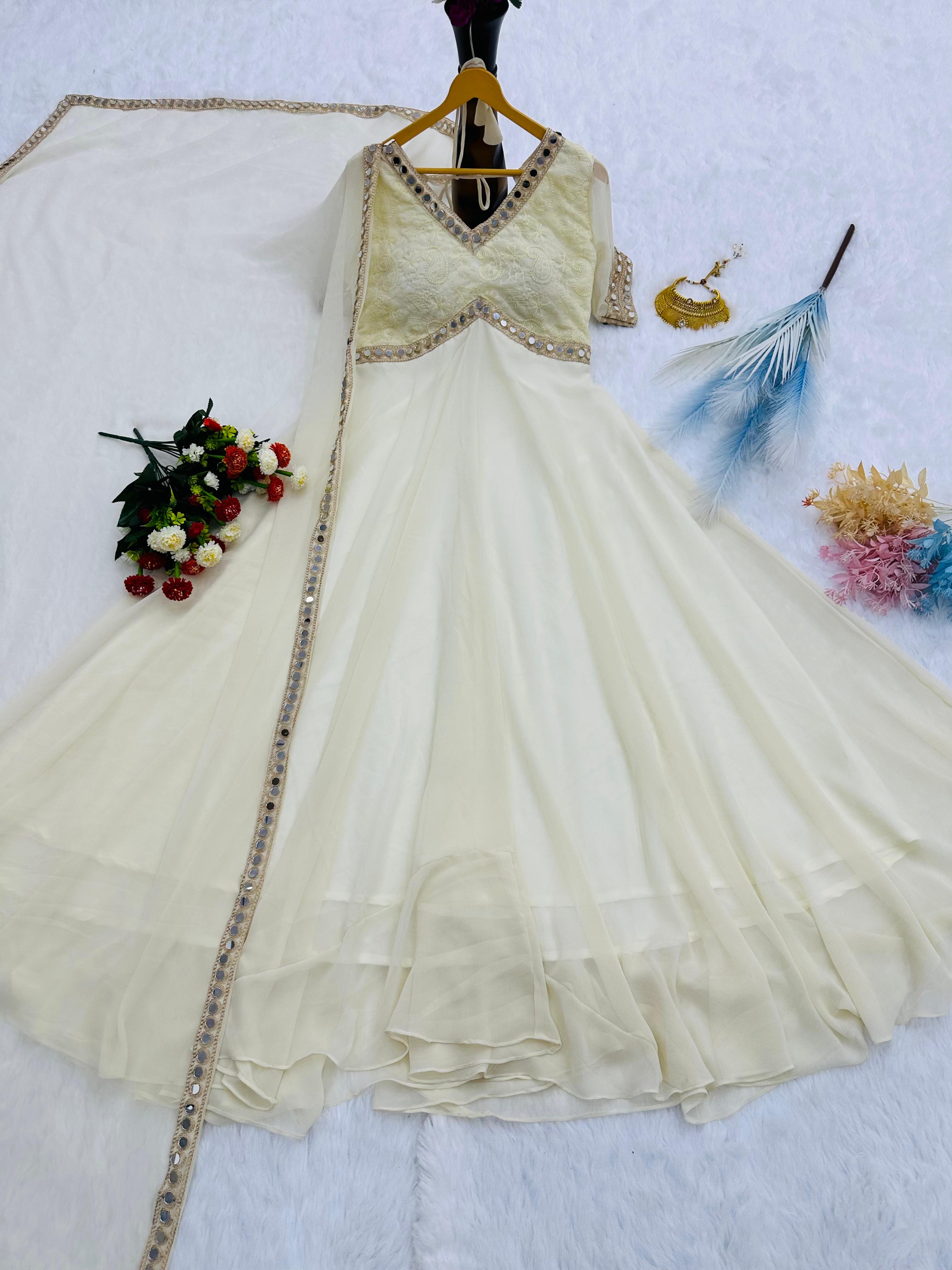 Noorika Mirror Chikankari Anarkali Gown Set