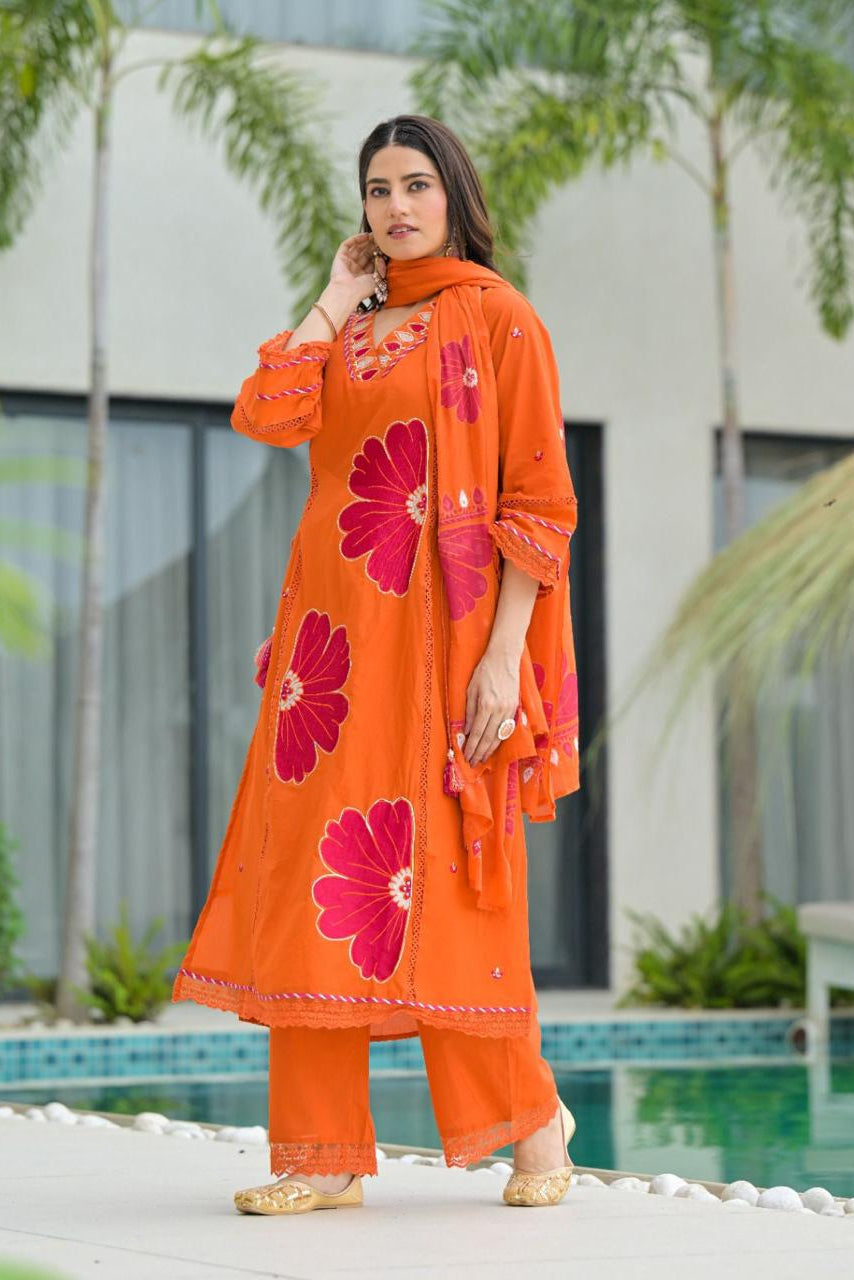 Suryalekha Embroidered Cotton Suit Set