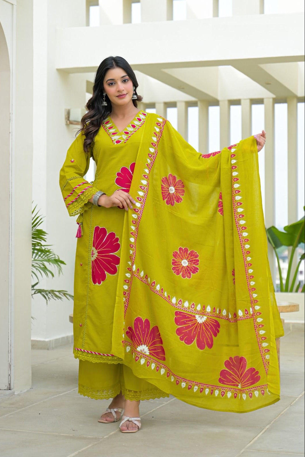 Suryalekha Embroidered Cotton Suit Set