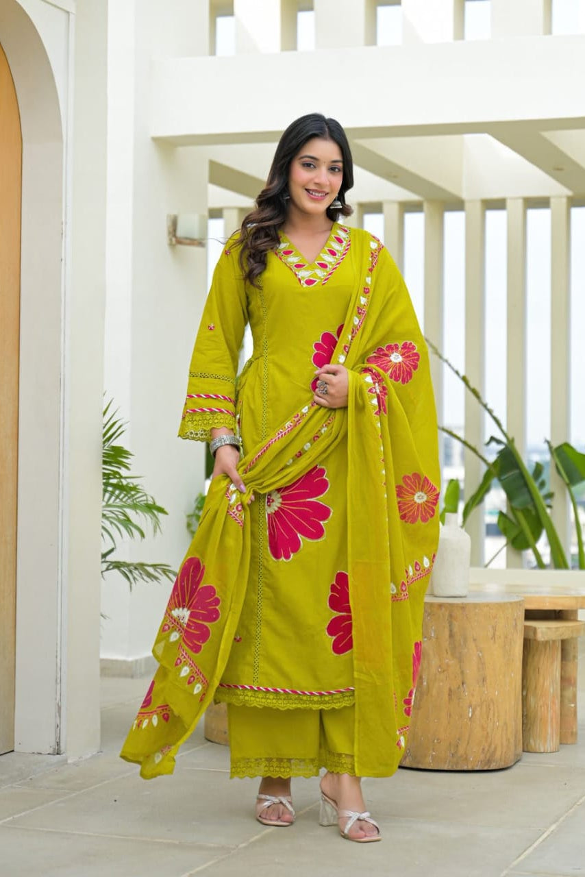 Suryalekha Embroidered Cotton Suit Set