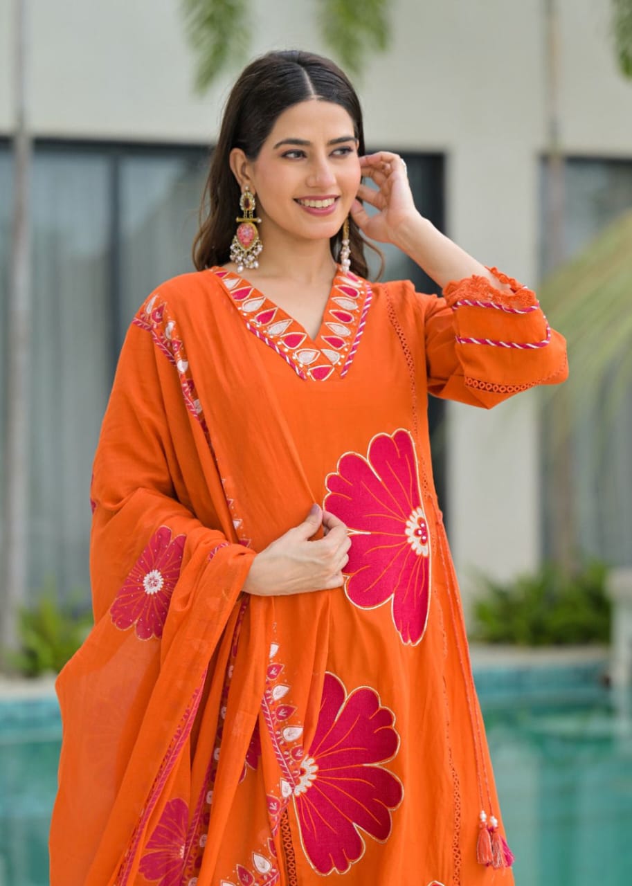 Suryalekha Embroidered Cotton Suit Set