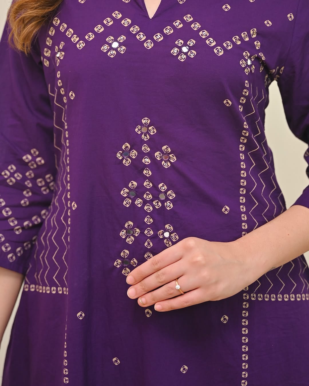 Kesariya Bandhej Handwork Cotton Suit Set