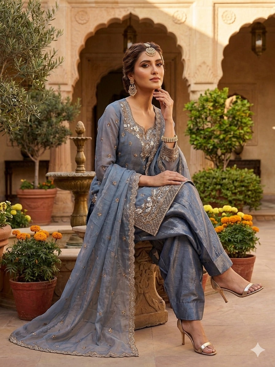 Mayurika Noor Embroidered Farshi Palazzo Set