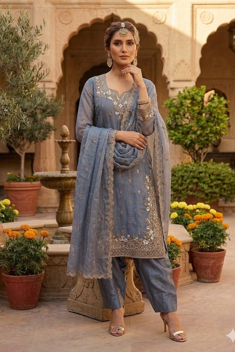 Mayurika Noor Embroidered Farshi Palazzo Set