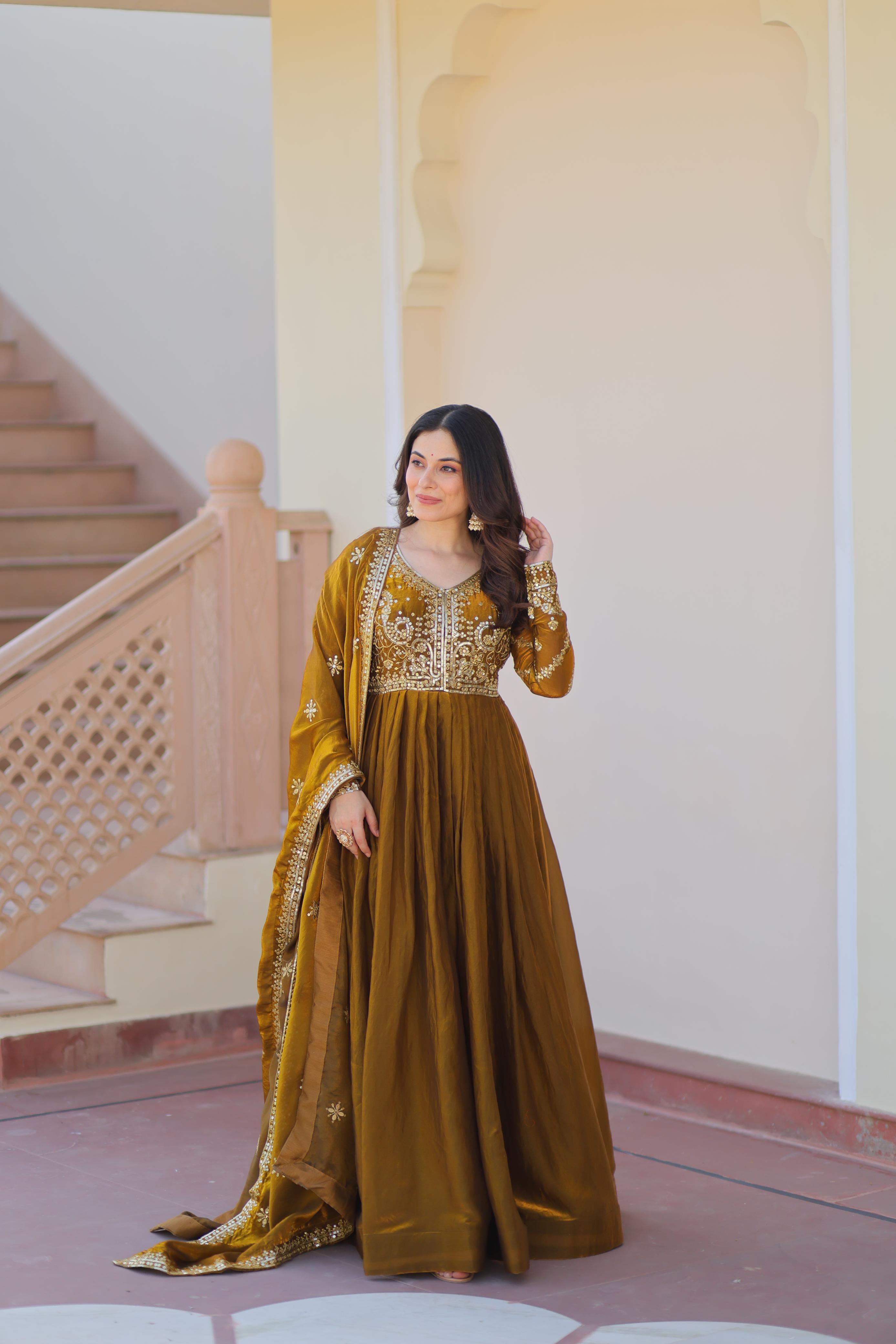 Kesariya Vaani Embroidered Gown Set